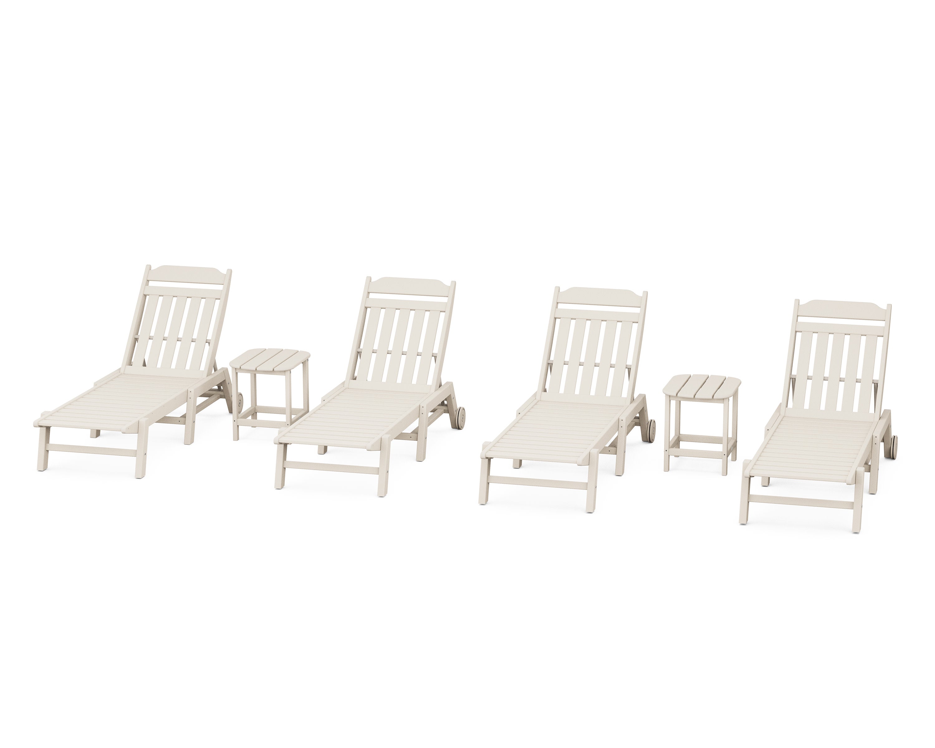 Cottage 6-Piece Chaise Set with Wheels in Sand