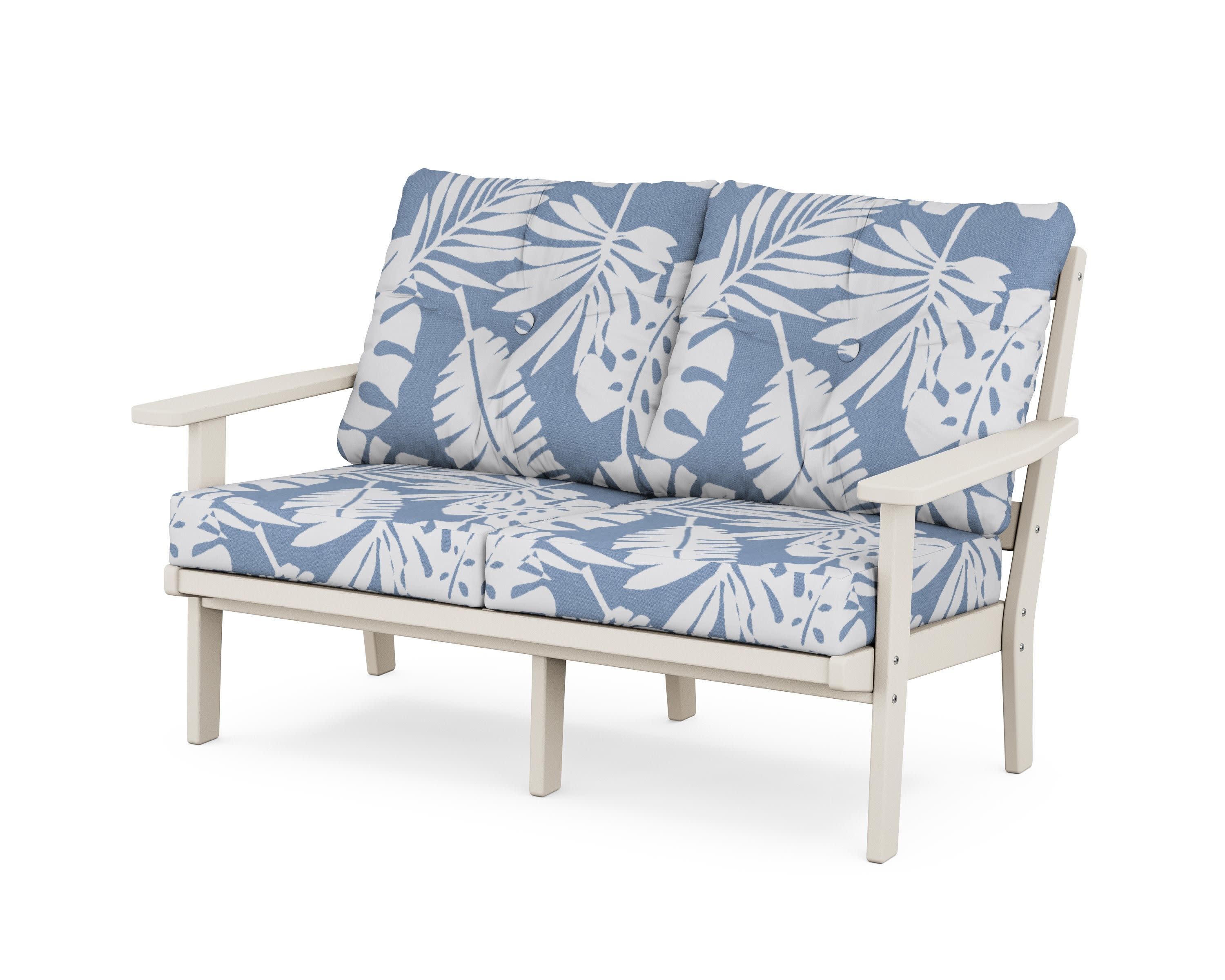 Prairie Deep SeatingLoveseat in Sand / Leaf Sky Blue