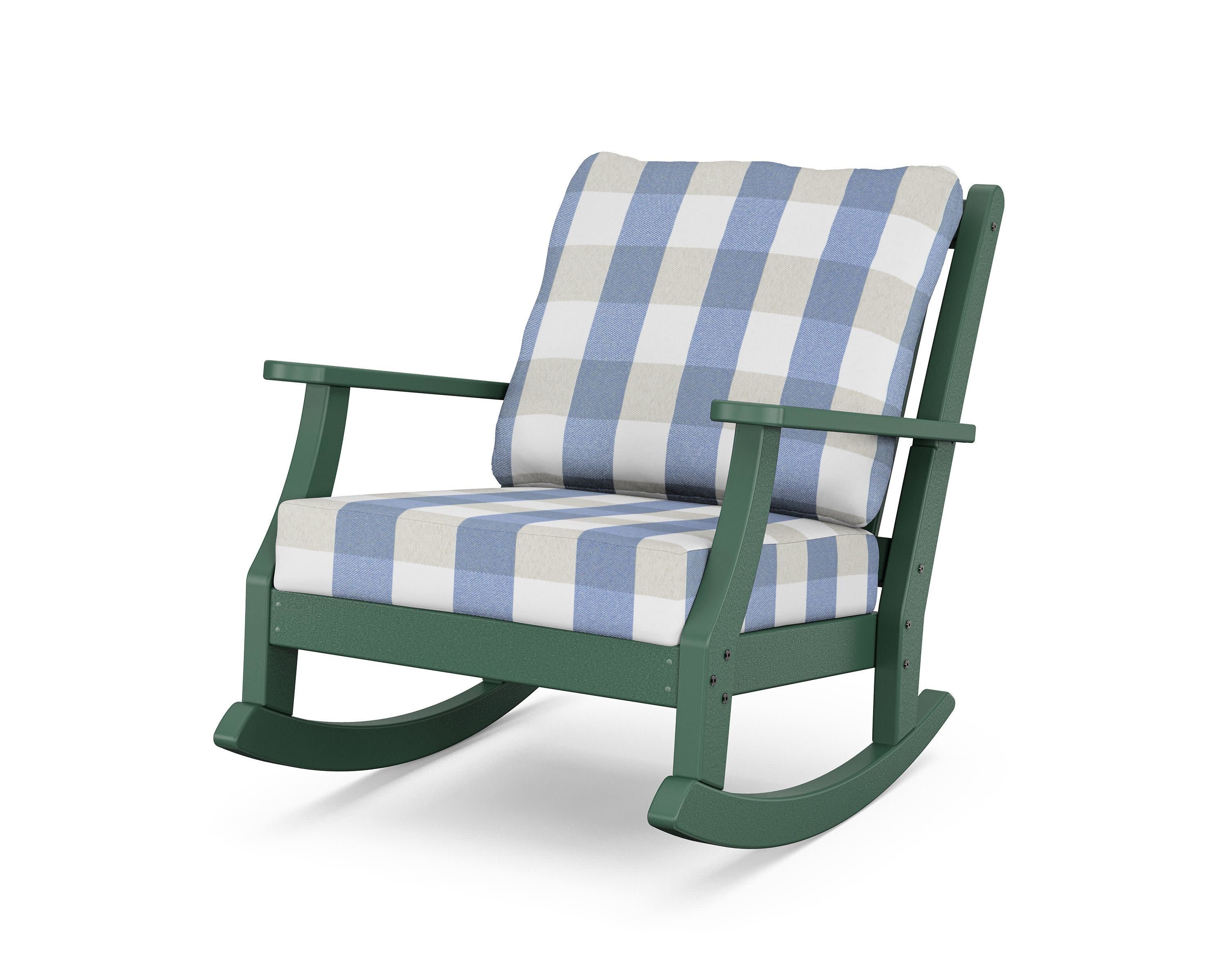 Wovendale Deep Seating Rocking Chair in Green / Buffalo Plaid Sky Blue