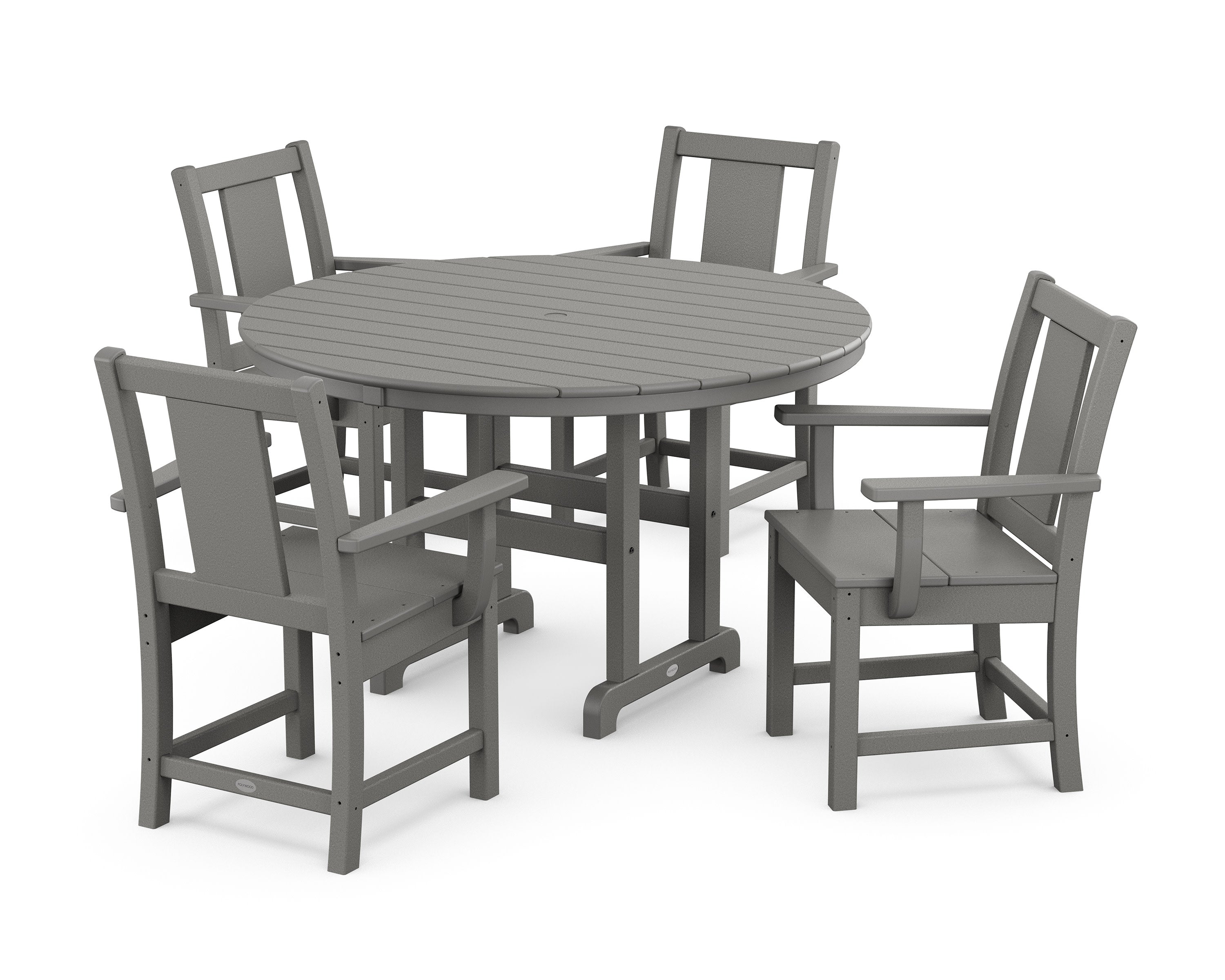 Prairie 5-Piece Round Farmhouse Dining Set in Slate Grey