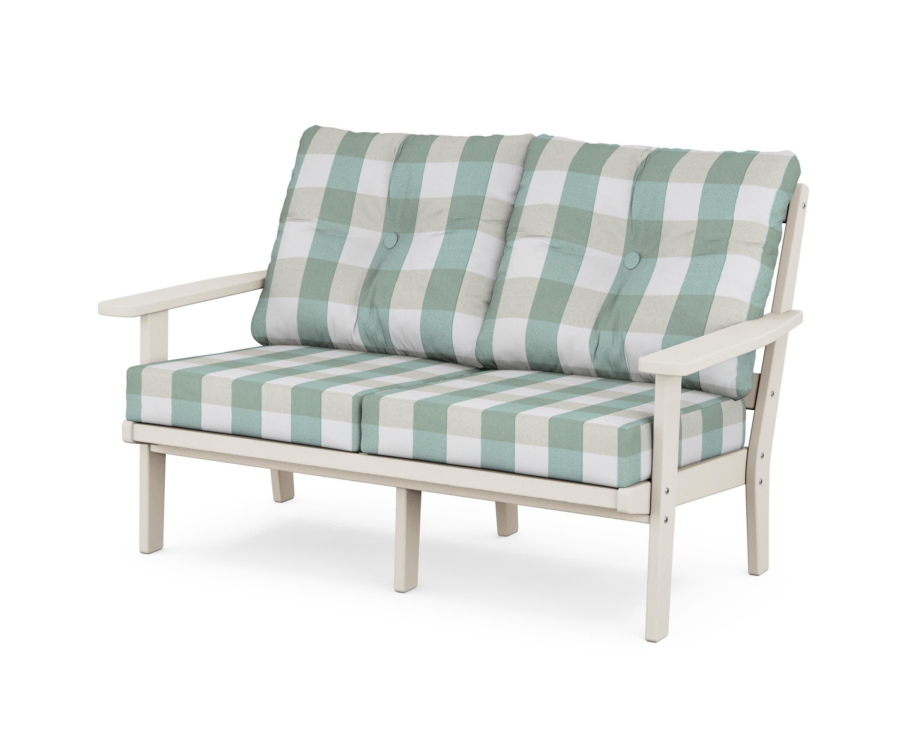 Prairie Deep SeatingLoveseat in Sand / Buffalo Plaid Glacier Spa