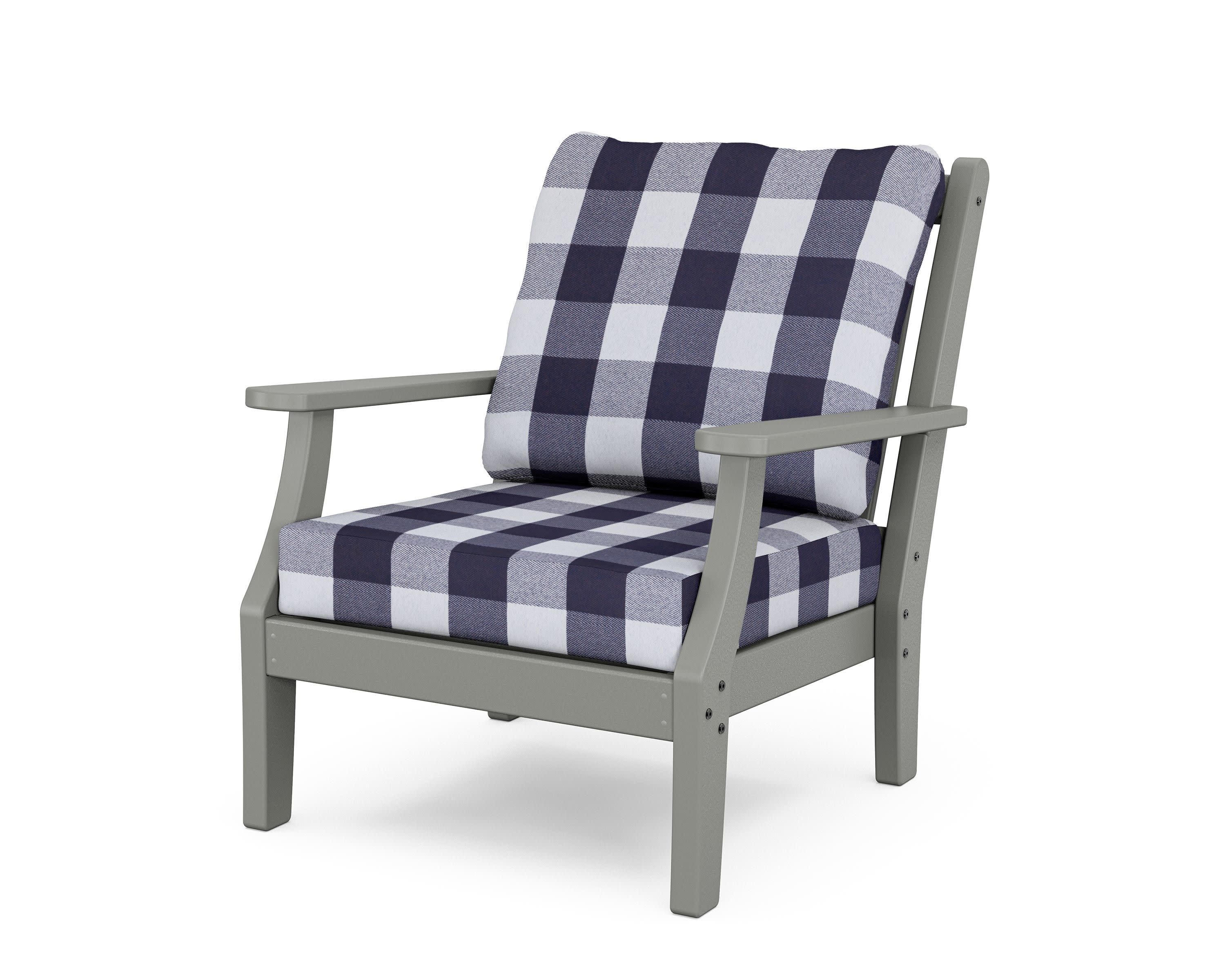 Wovendale Deep Seating Chair in Slate Grey / Buffalo Plaid Navy