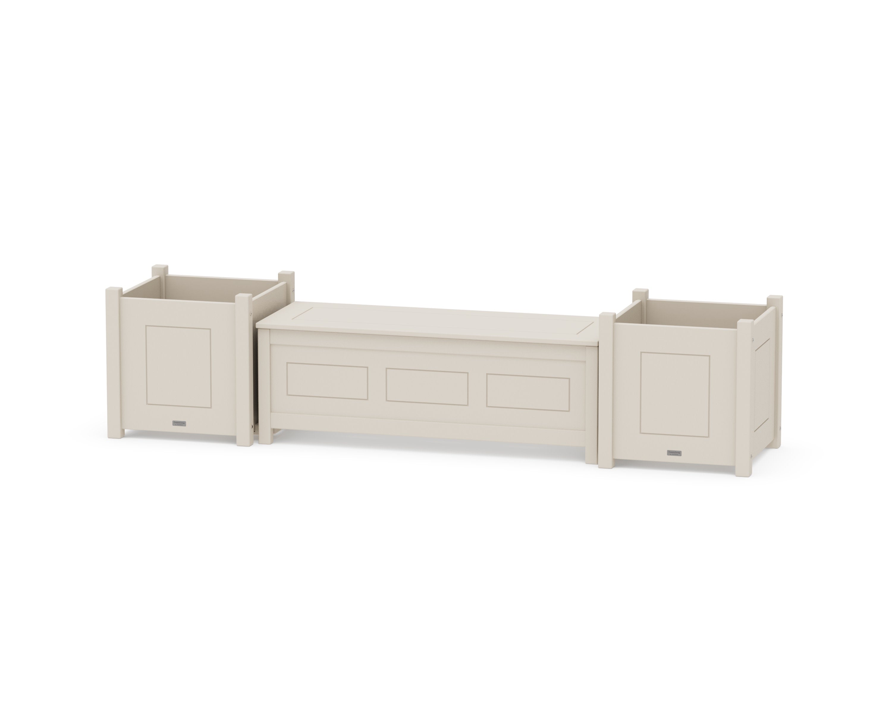 48" Country Living Straight Planter Storage Bench Set- Large in Sand
