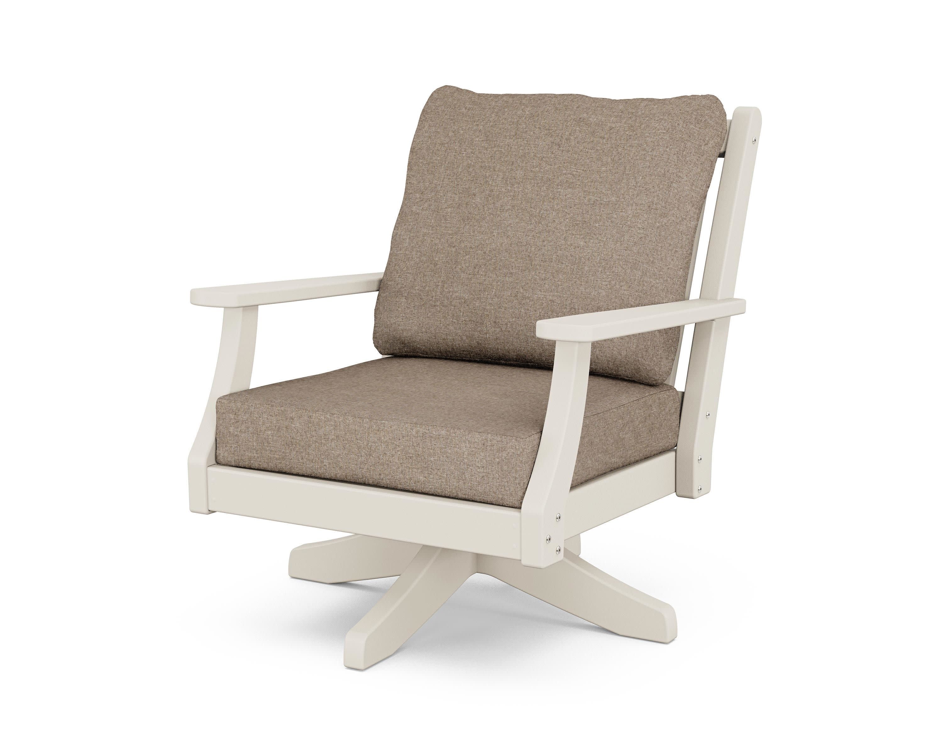 Wovendale Deep Seating Swivel Chair in Sand / Spiced Burlap