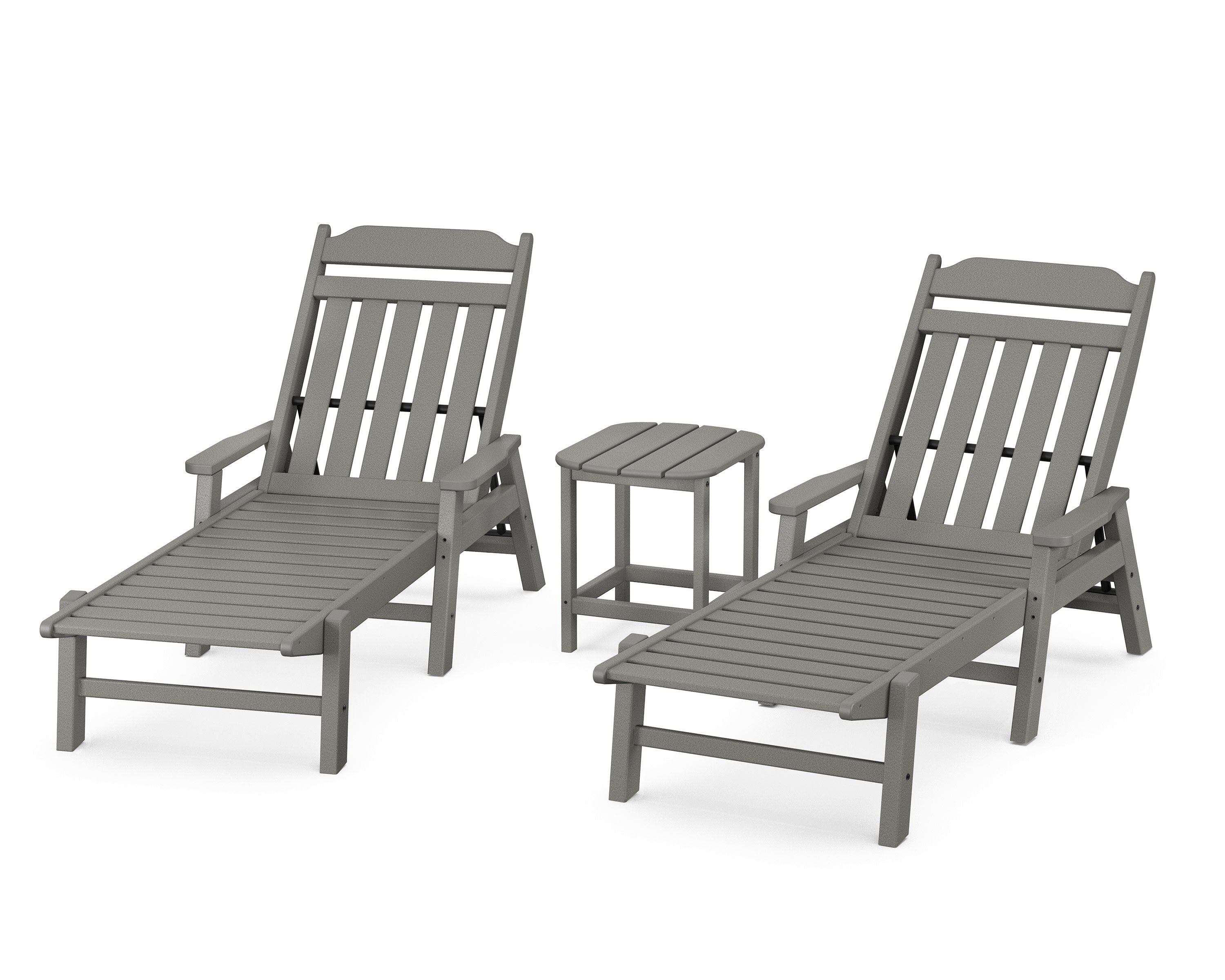 Cottage 3-Piece Chaise Set with Arms in Slate Grey