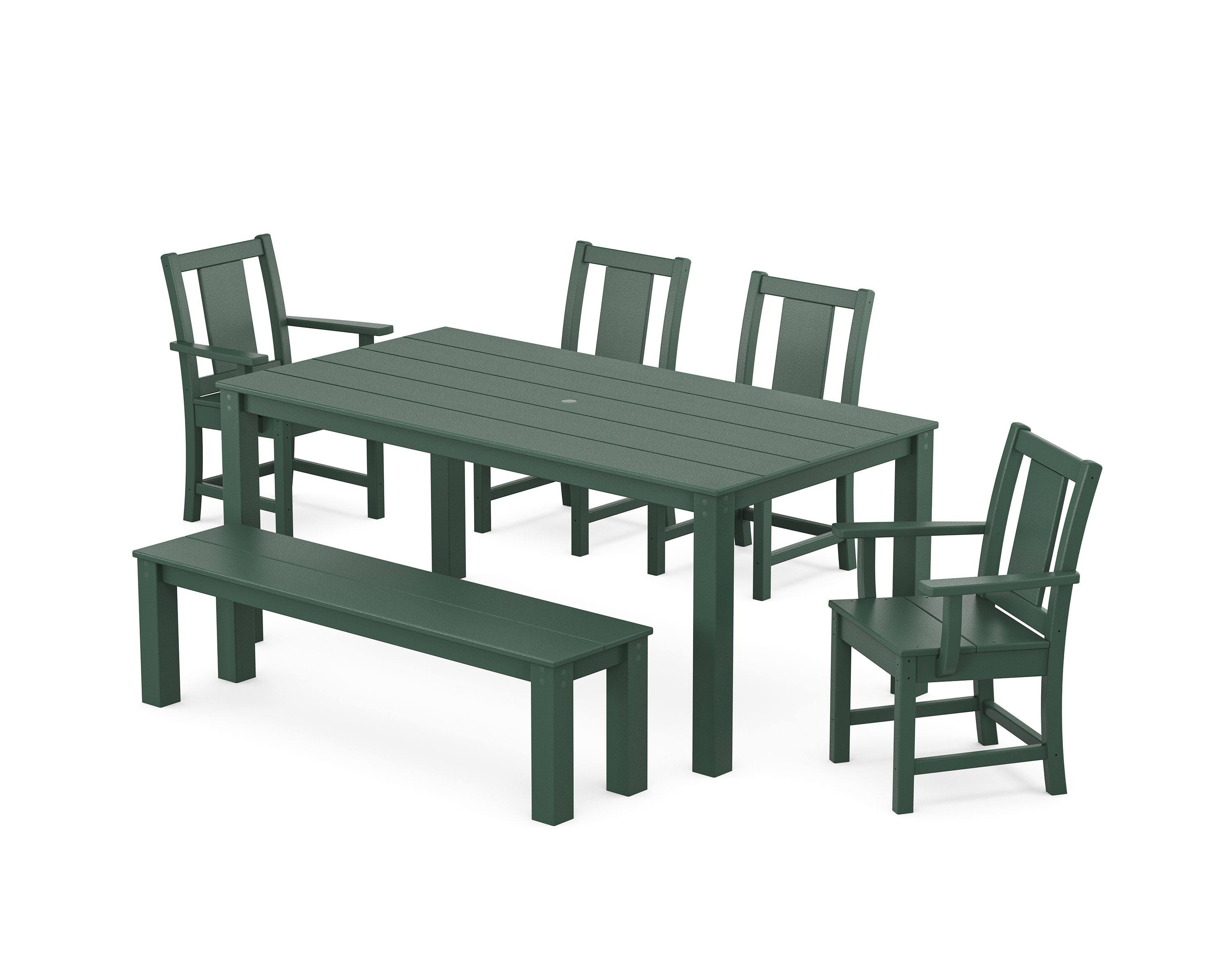Prairie 6-Piece Parsons Dining Set with Bench in Green