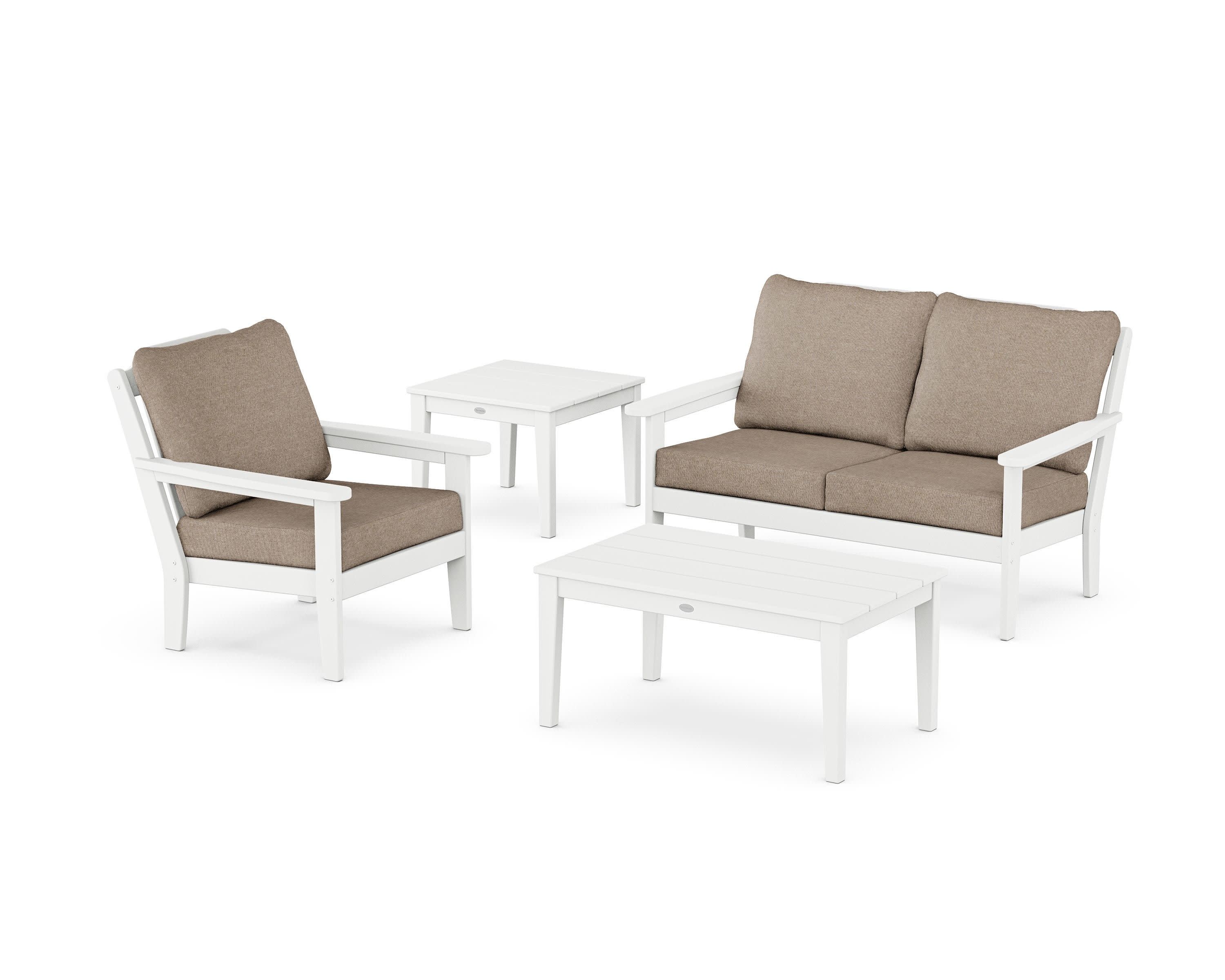 Wovendale 4-Piece Deep Seating Set in White / Spiced Burlap