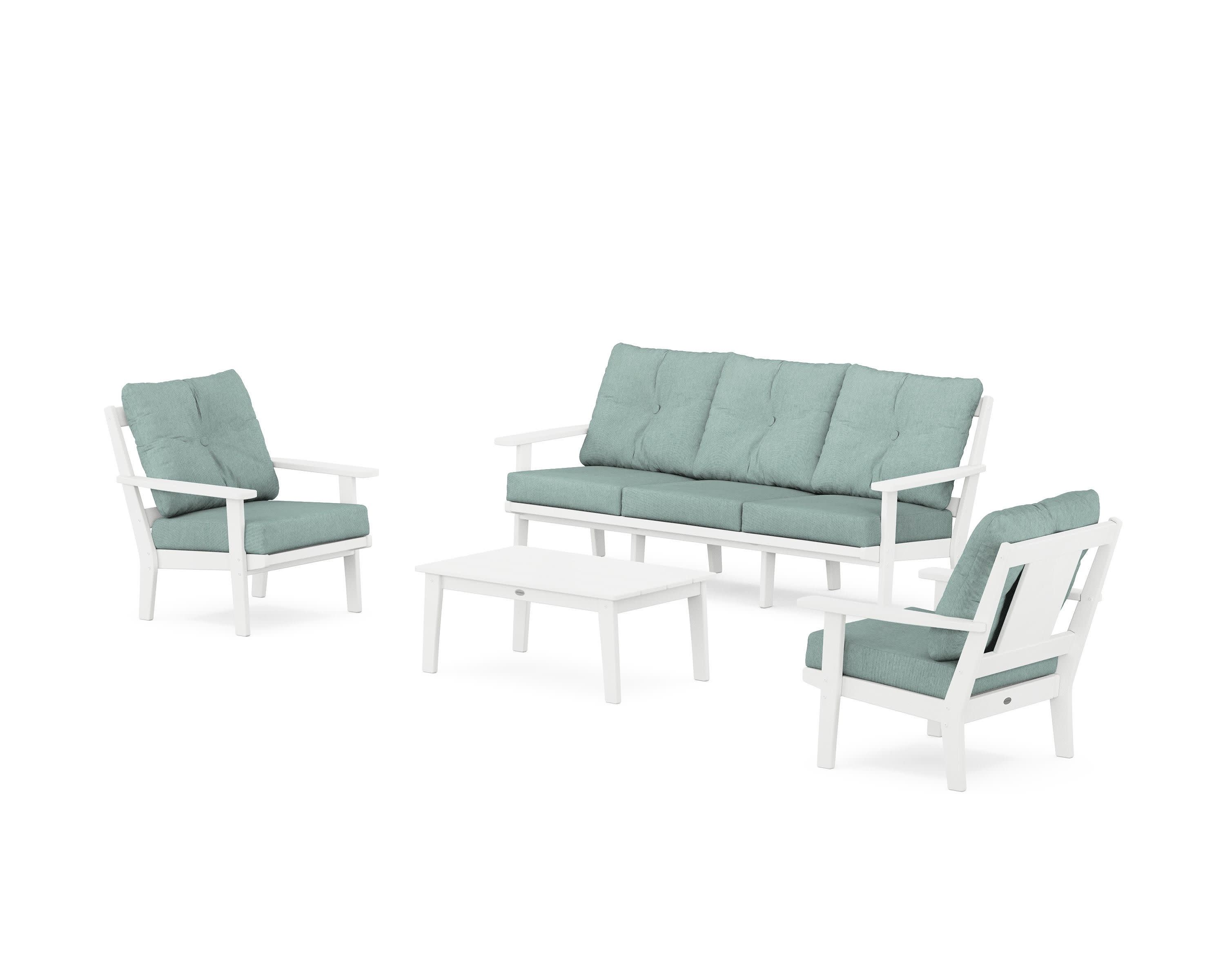 Prairie 4-Piece Deep Seating Set with Sofa in White / Glacier Spa
