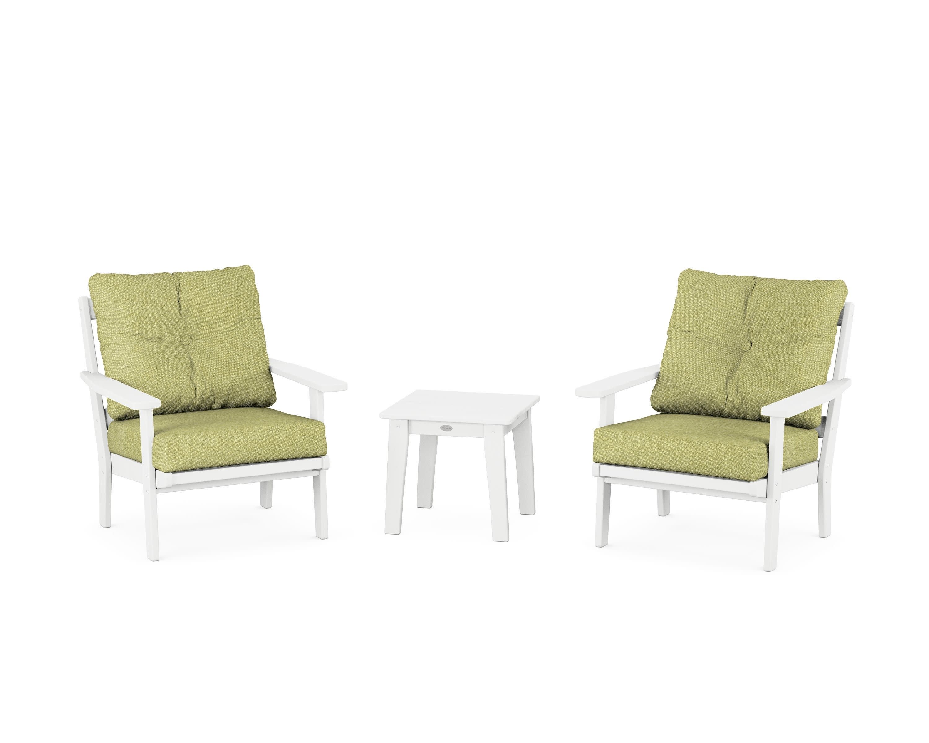 Prairie 3-Piece Deep Seating Set in White / Chartreuse Boucle