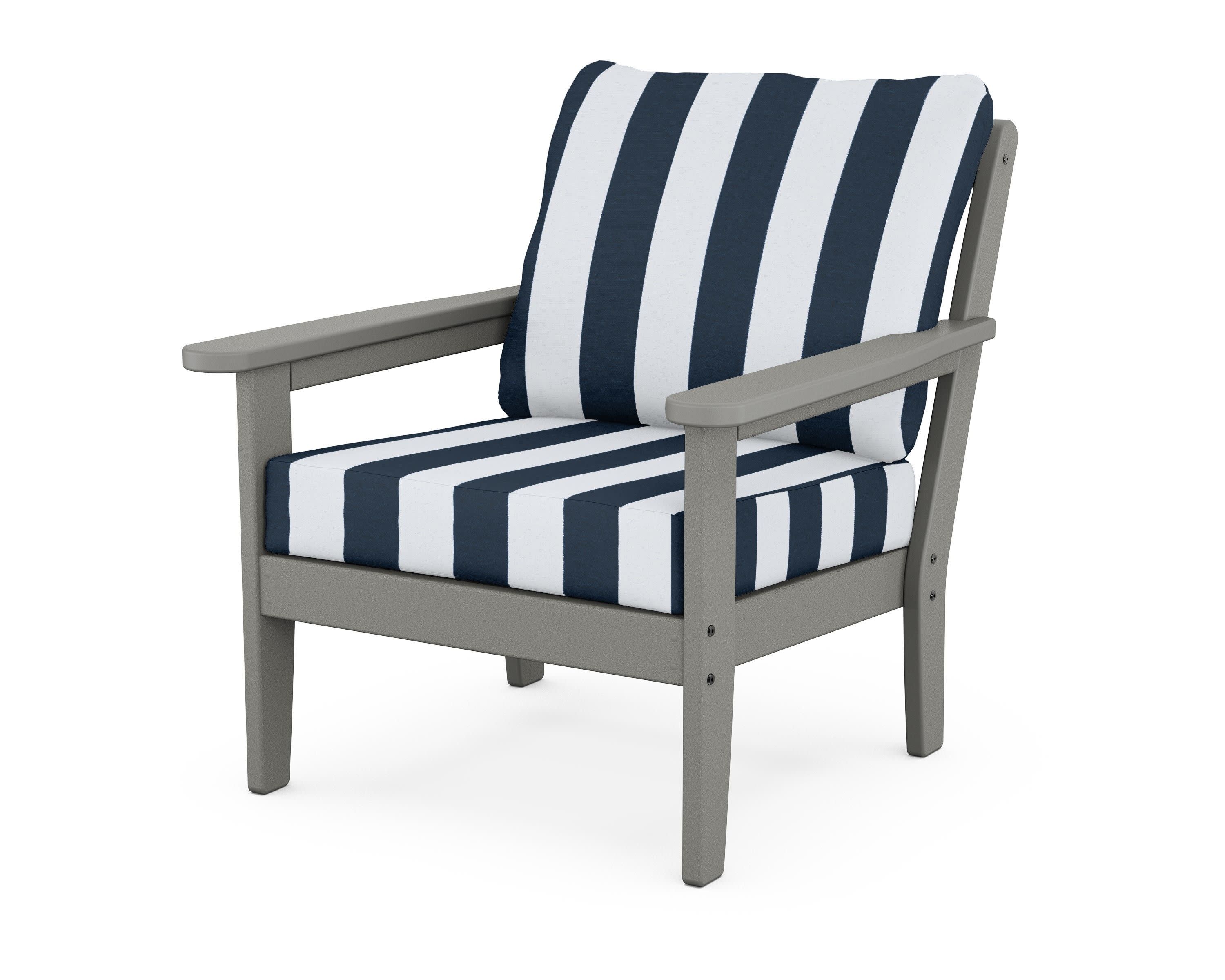 Cottage Deep Seating Chair in Slate Grey / Cabana Stripe Marine Indigo
