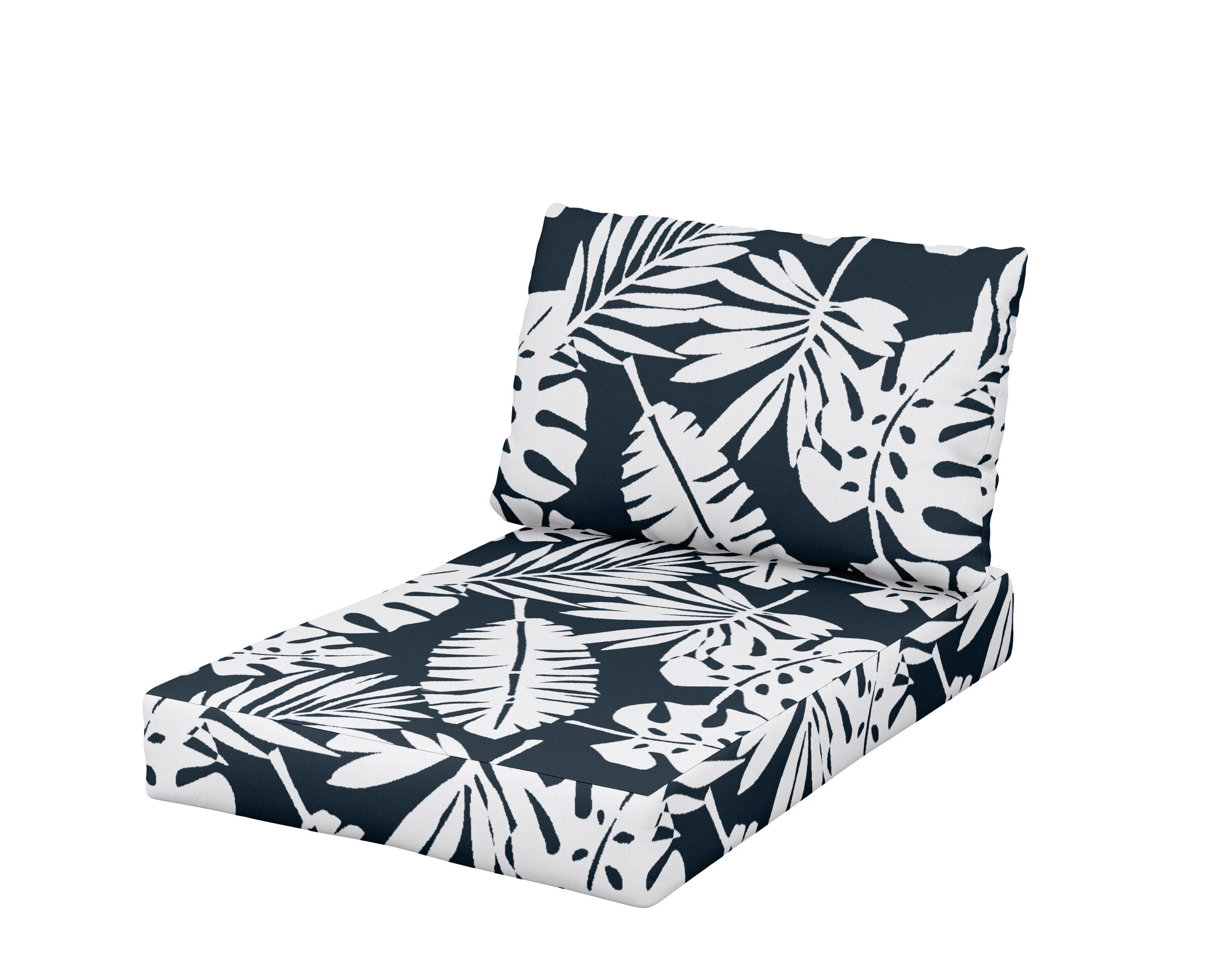 Daybed Swing Seat/Back Cushion in Leaf Marine Indigo