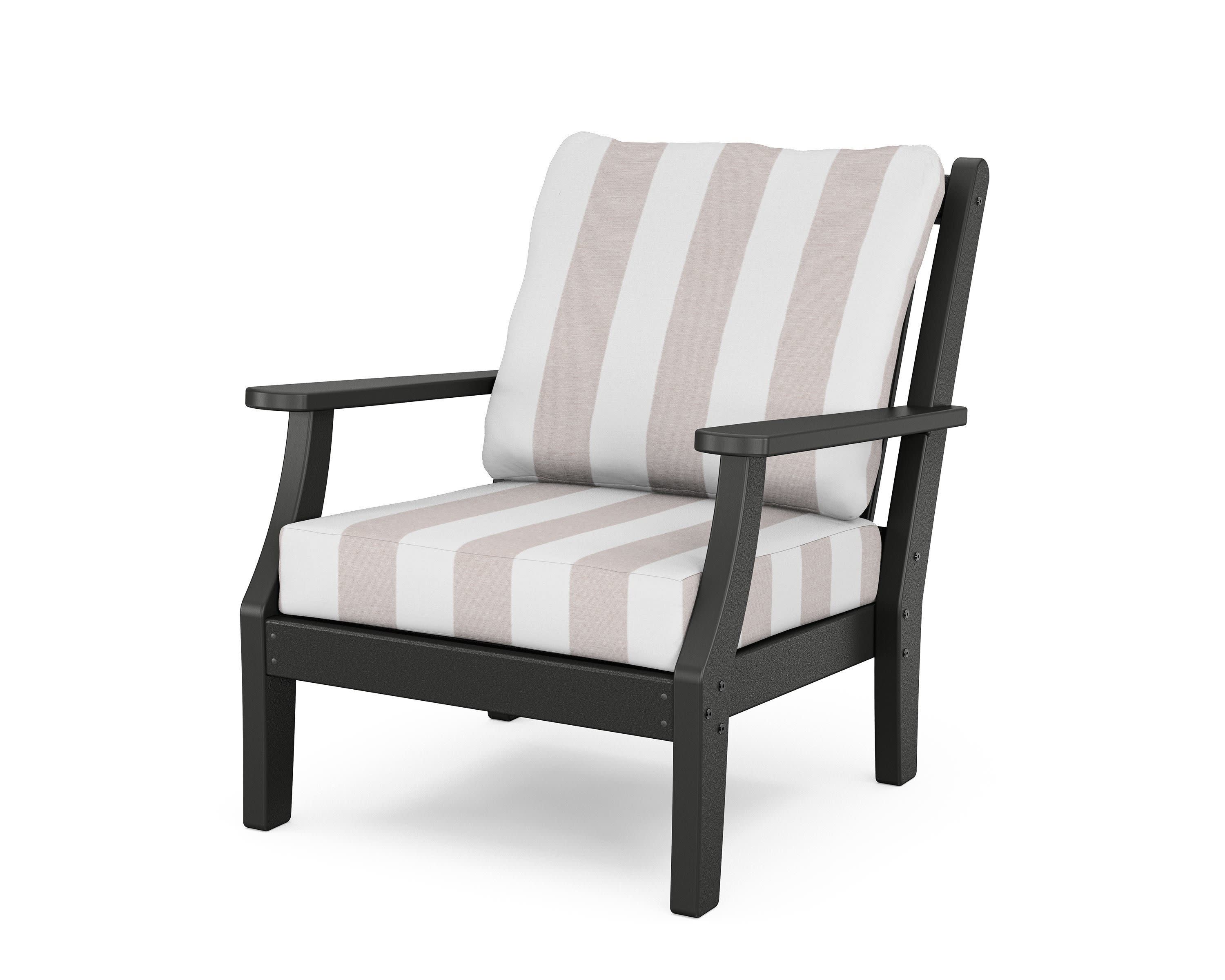 Wovendale Deep Seating Chair in Black / Cabana Stripe Dune Burlap