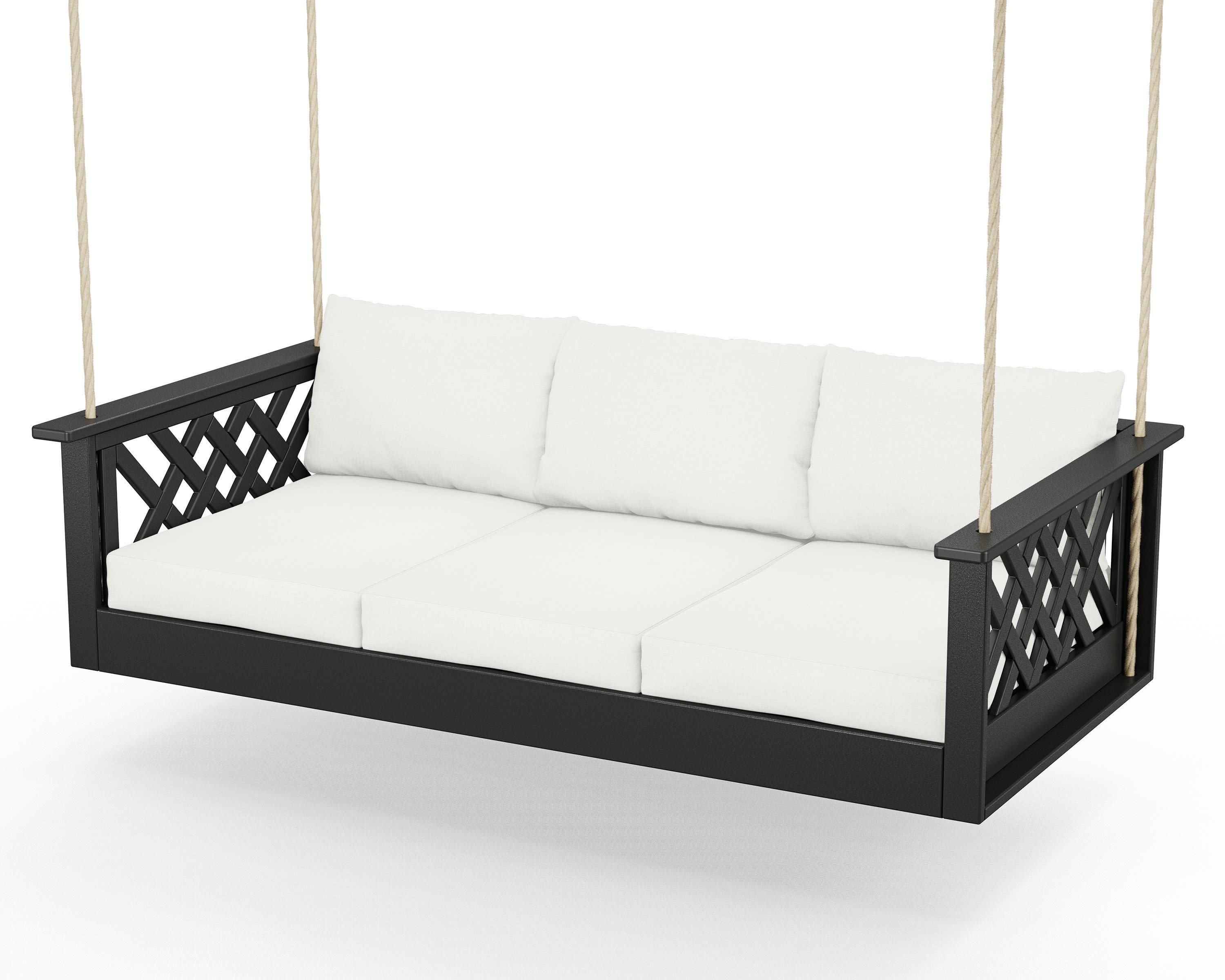 Wovendale Daybed Swing in Black / Natural Linen