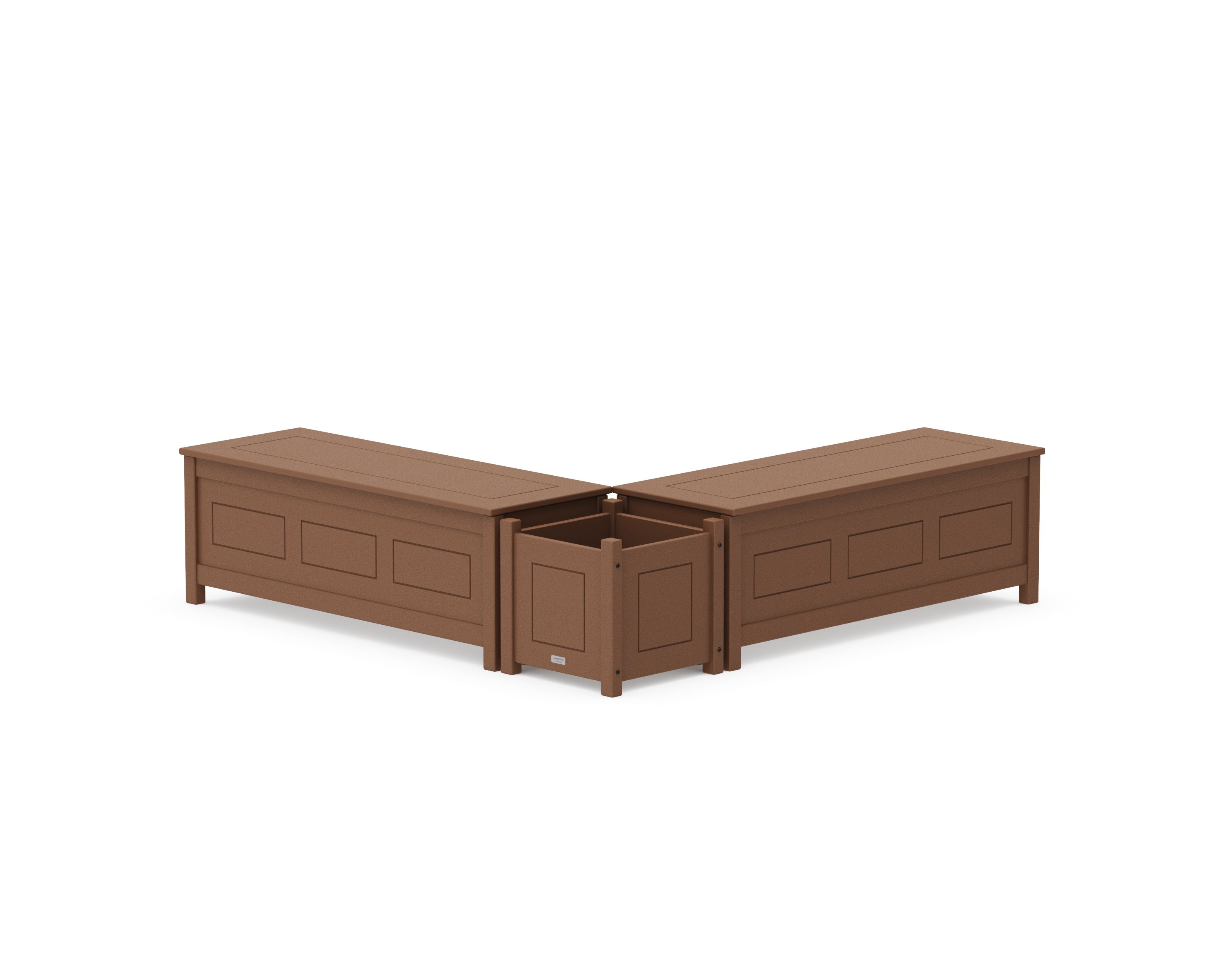 48" Country Living L- Shaped Planter Storage Bench Set in Teak