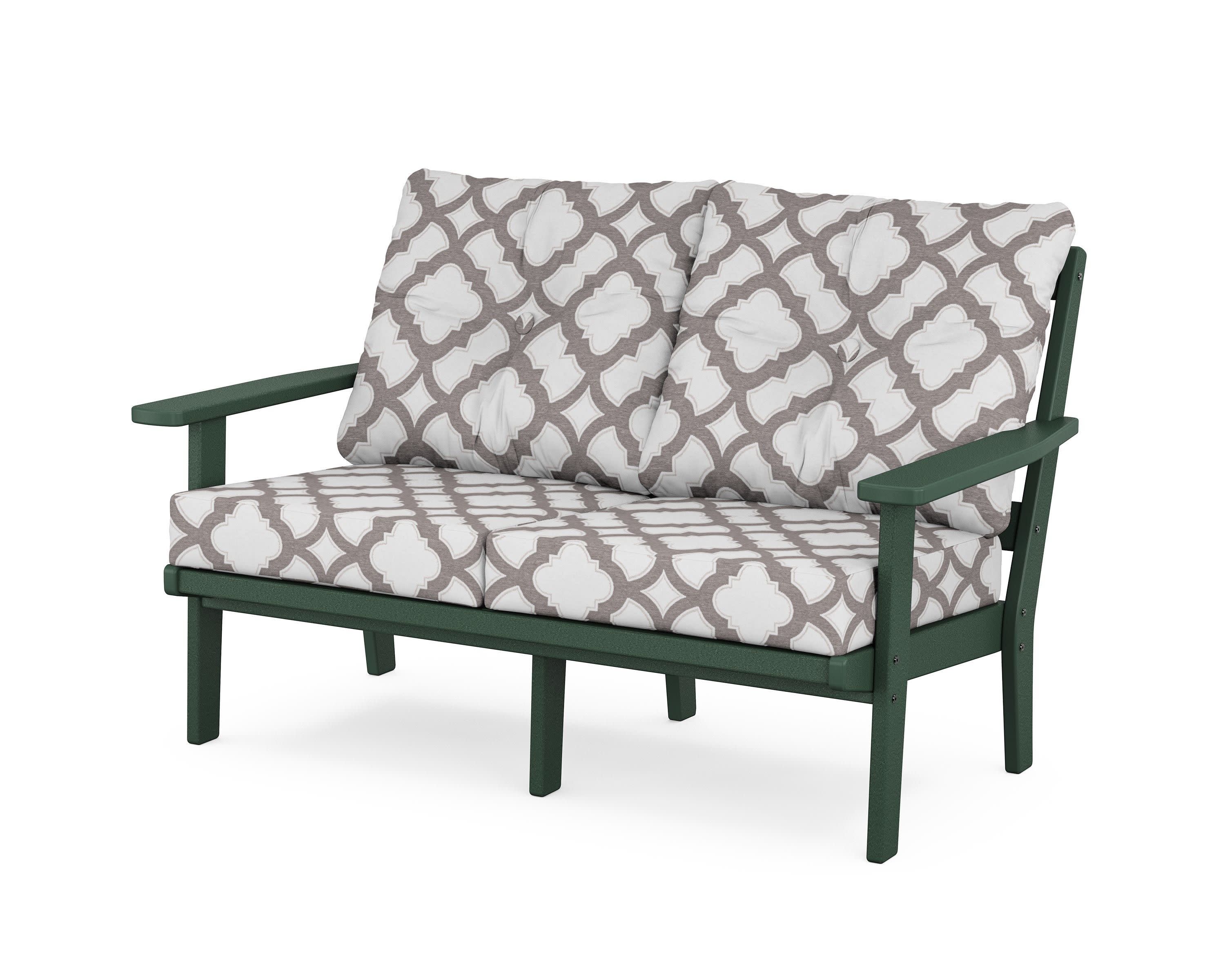 Prairie Deep SeatingLoveseat in Green / Trellis Grey Mist
