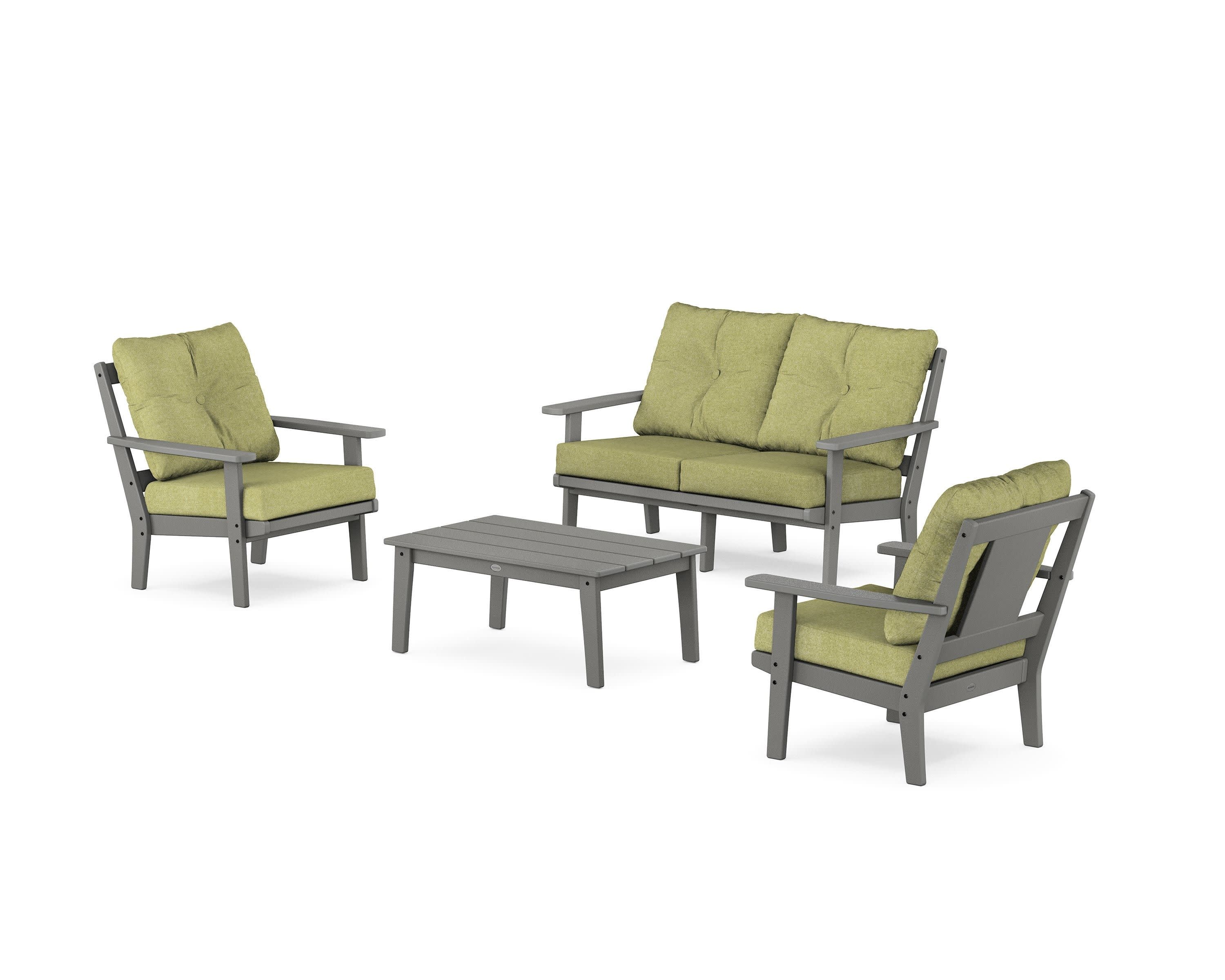 Prairie 4-Piece Deep Seating Set with Loveseat in Slate Grey / Chartreuse Boucle