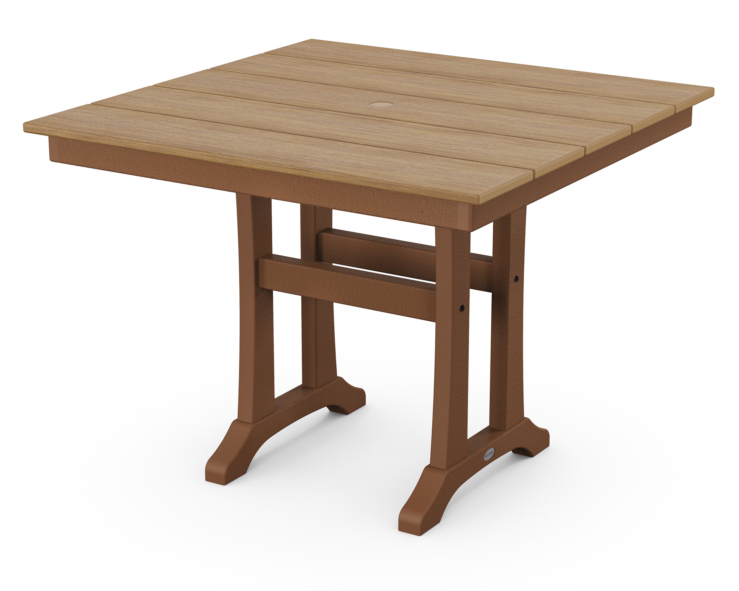 Farmhouse Trestle 37" Dining Table in Teak / Natural
