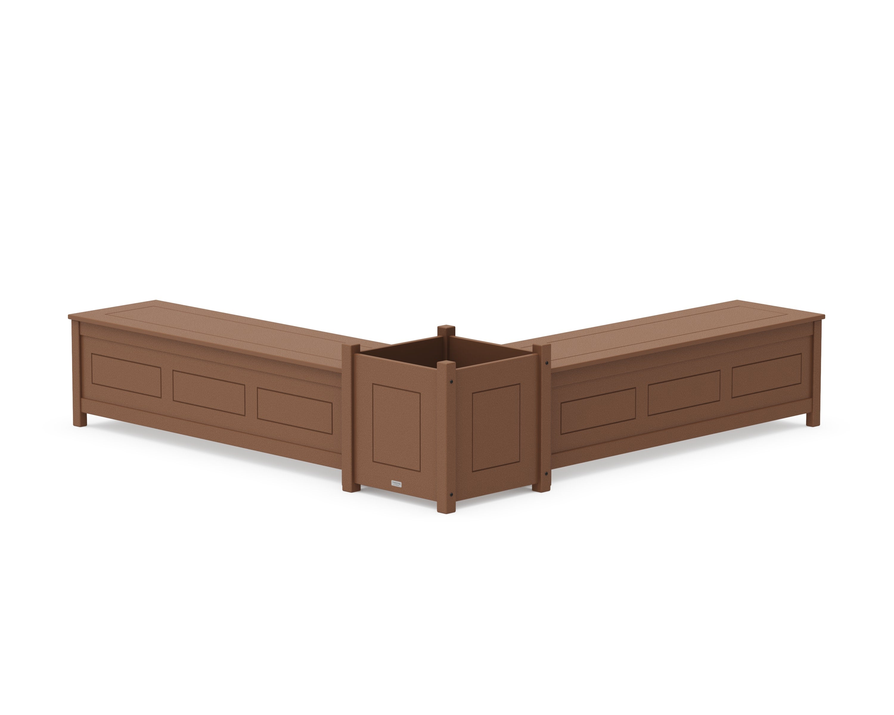 60" Country Living L- Shaped Planter Storage Bench Set- Large in Teak