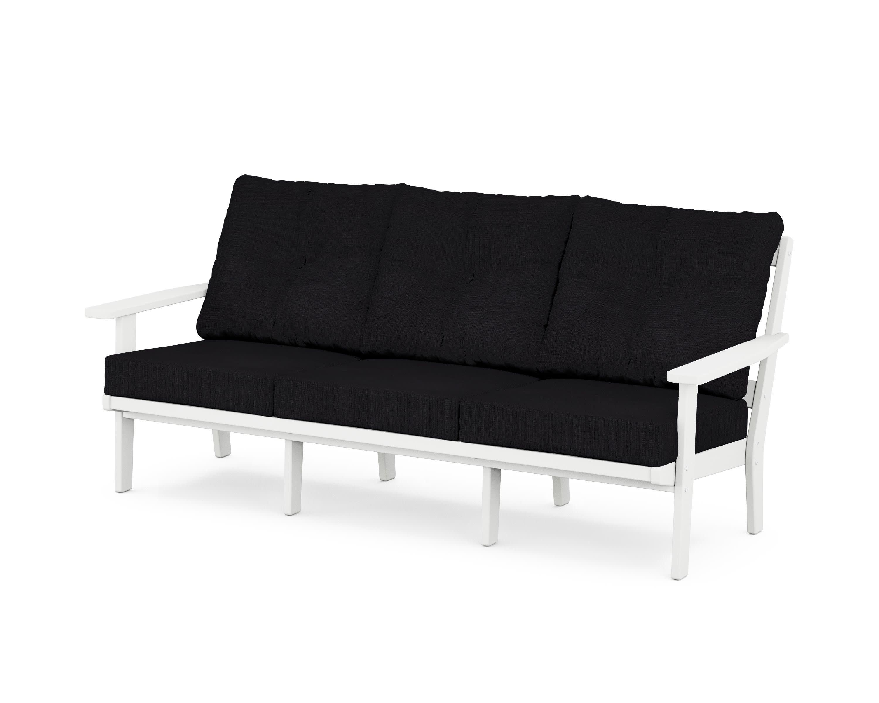 PrairieDeep Seating Sofa in White / Midnight Linen