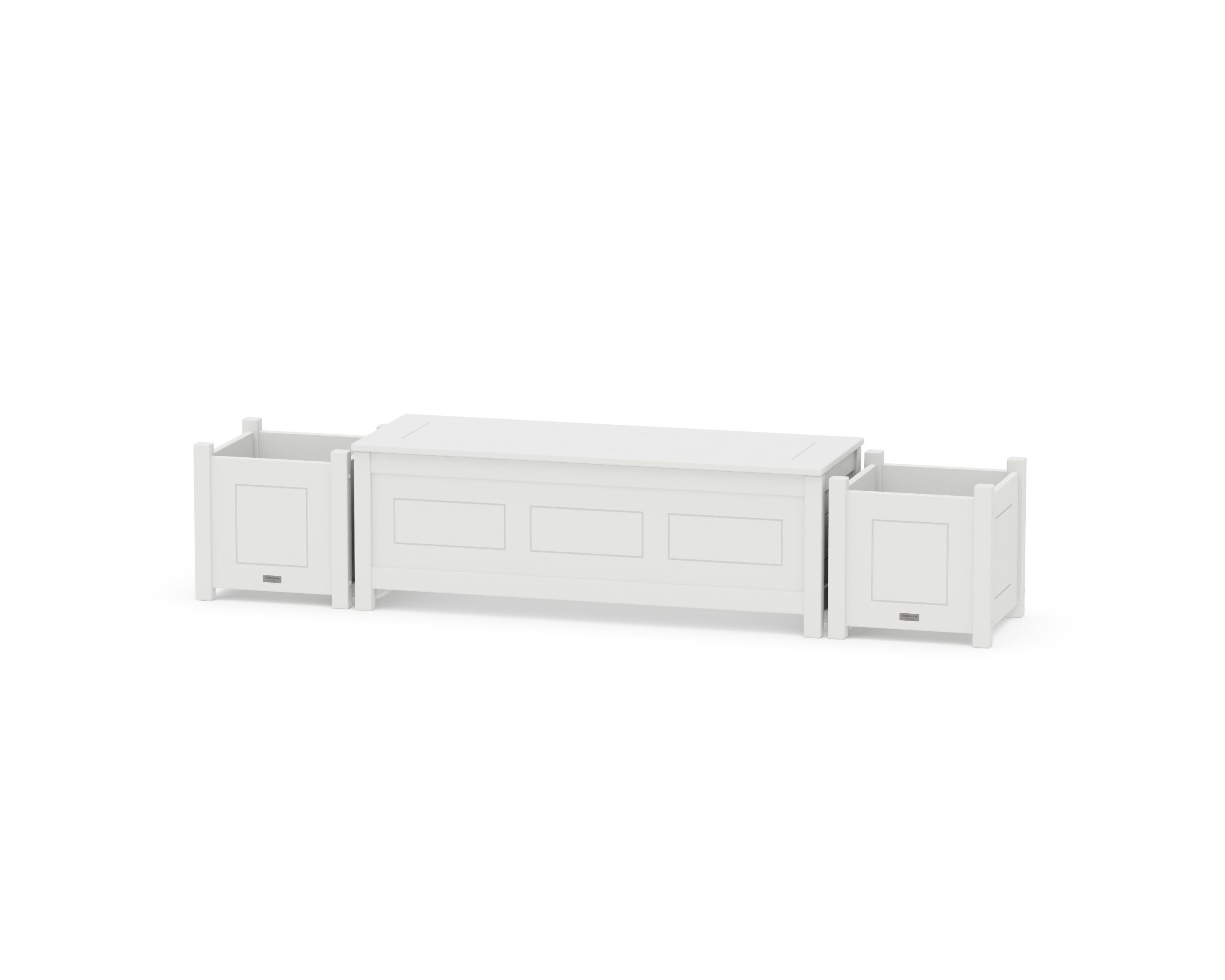 48" Country Living Straight Planter Storage Bench Set in White