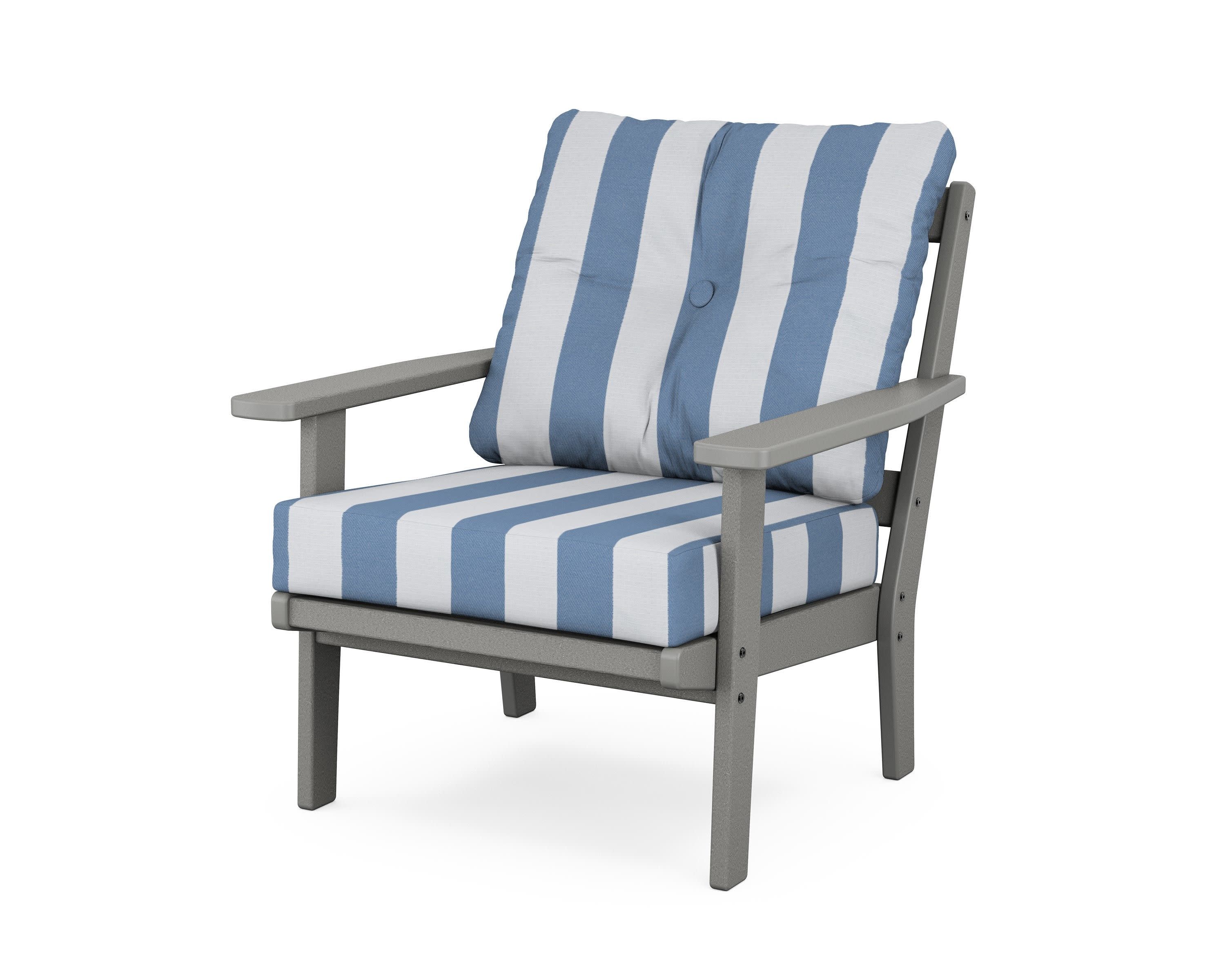 Prairie Deep Seating Chair in Slate Grey / Cabana Stripe Sky Blue