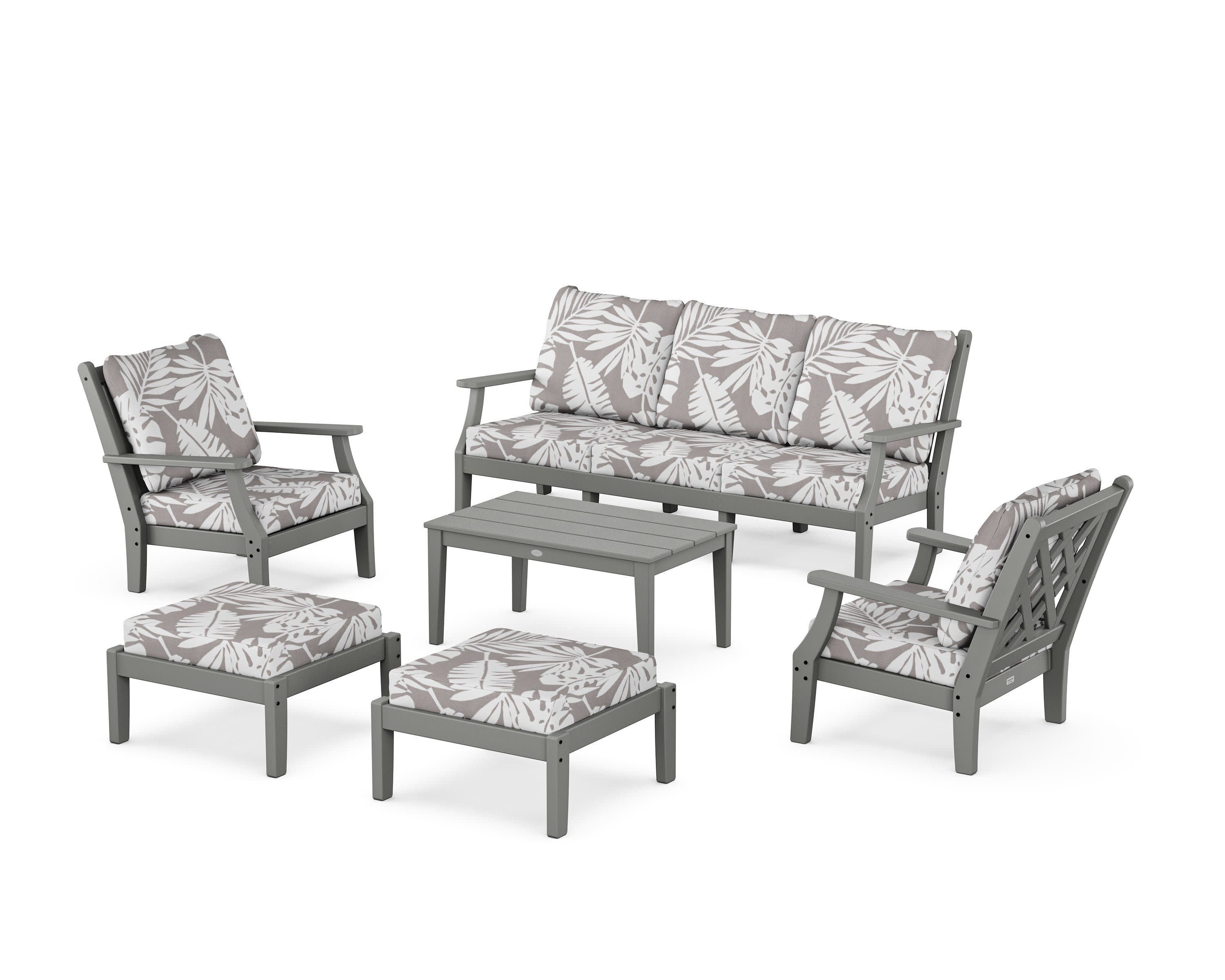 Wovendale 6-Piece Lounge Sofa Set in Slate Grey / Leaf Grey Mist