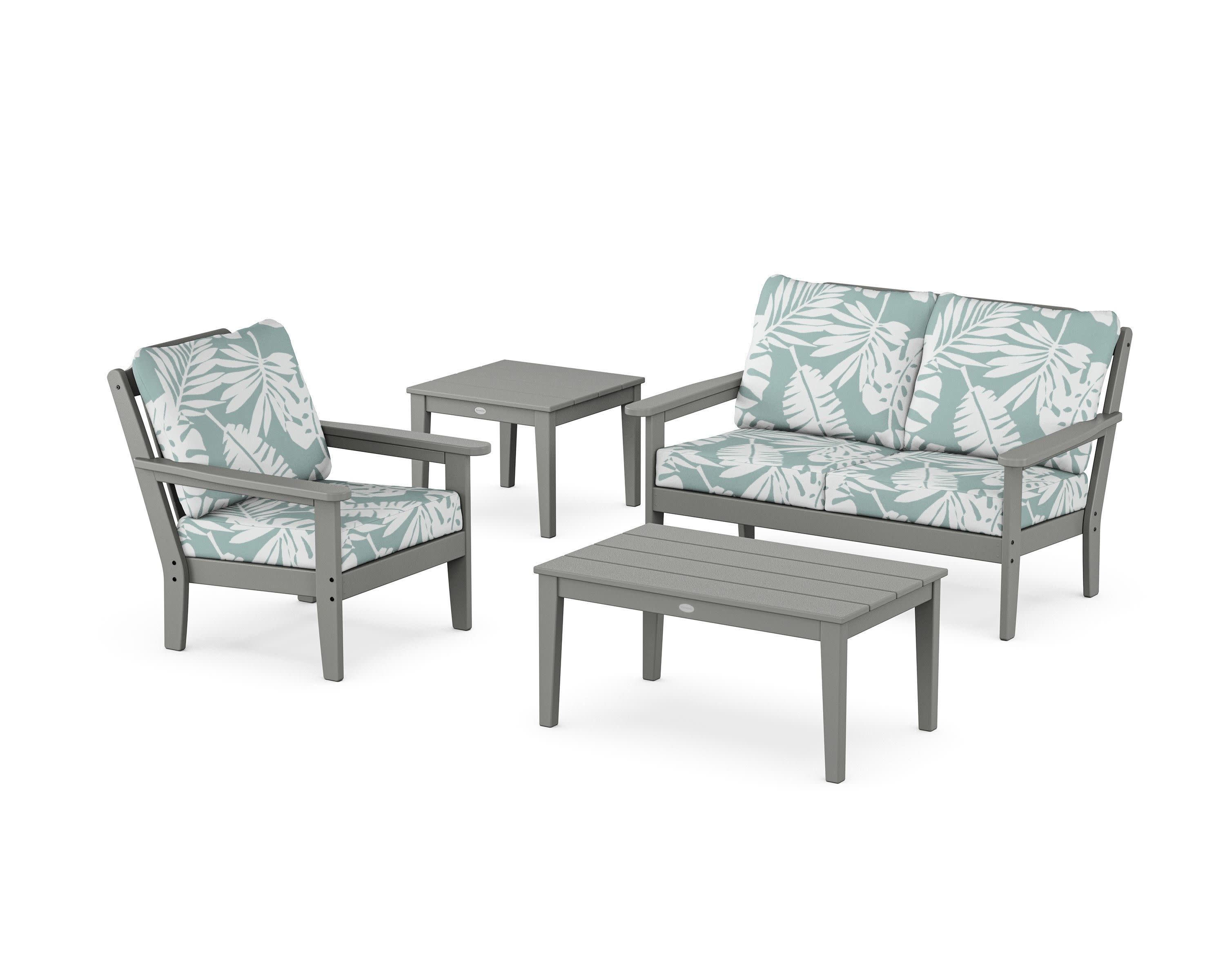 Wovendale 4-Piece Deep Seating Set in Slate Grey / Leaf Glacier Spa