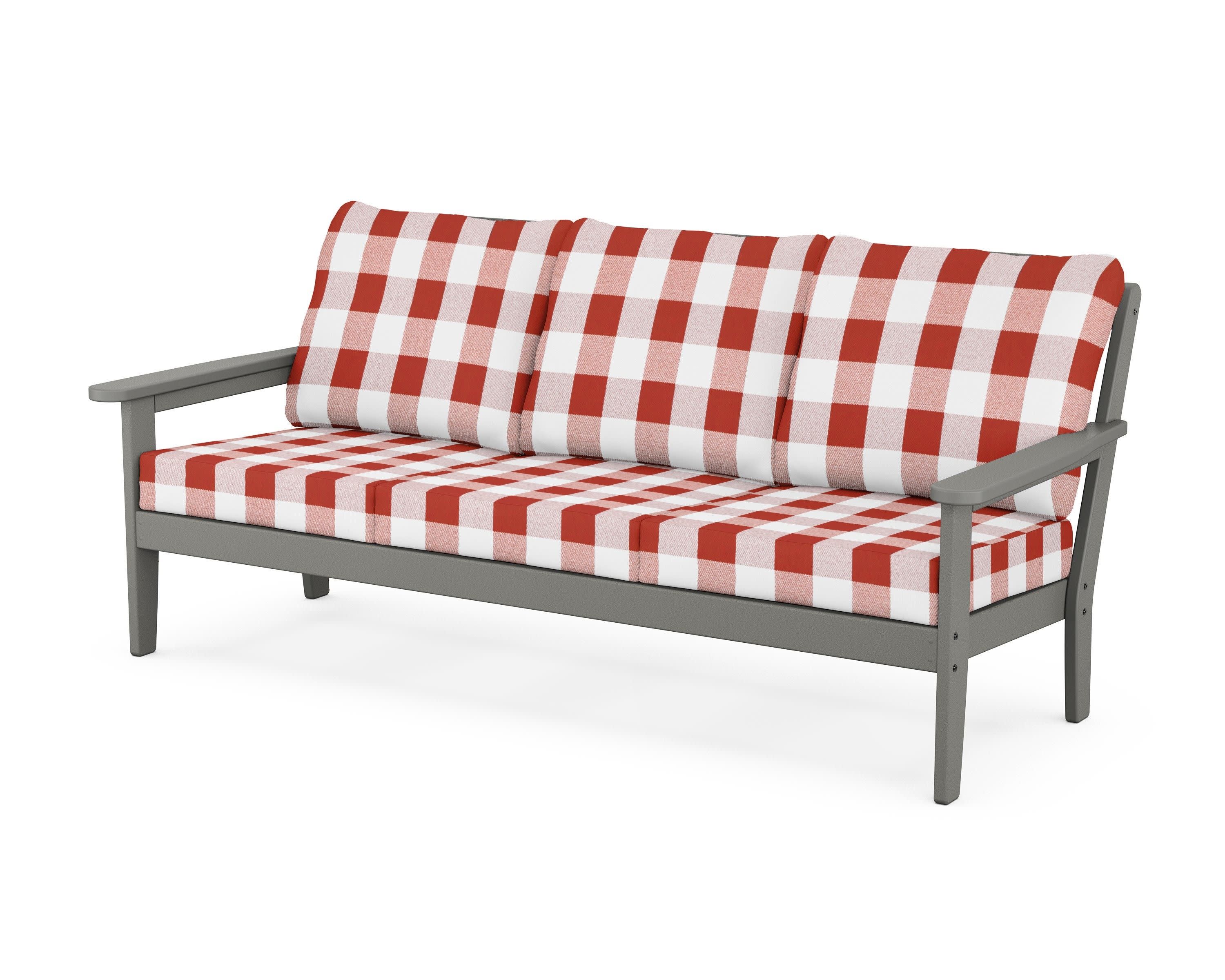 Cottage Deep Seating Sofa in Slate Grey / Buffalo Plaid Crimson
