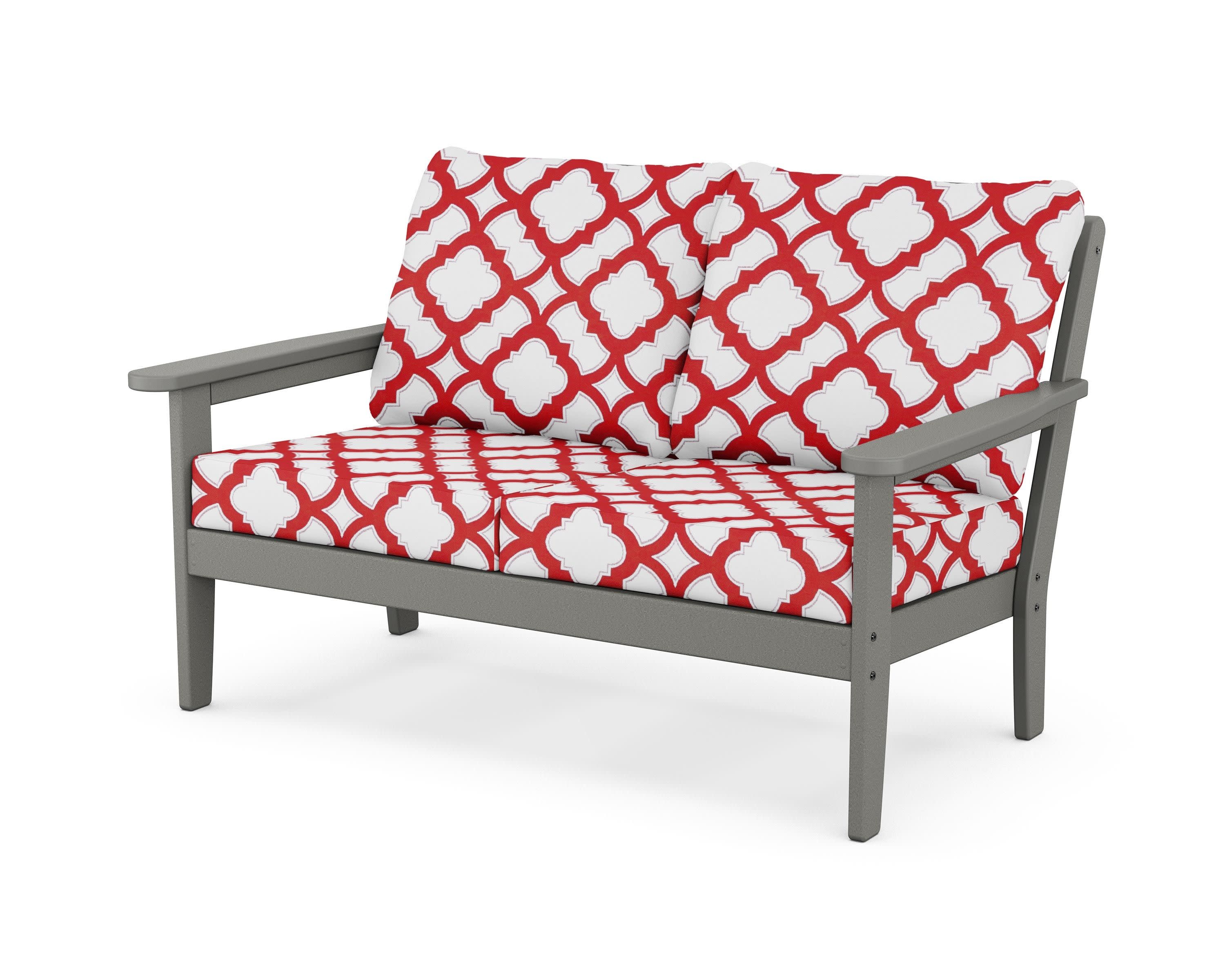 Cottage Deep Seating Loveseat in Slate Grey / Trellis Crimson