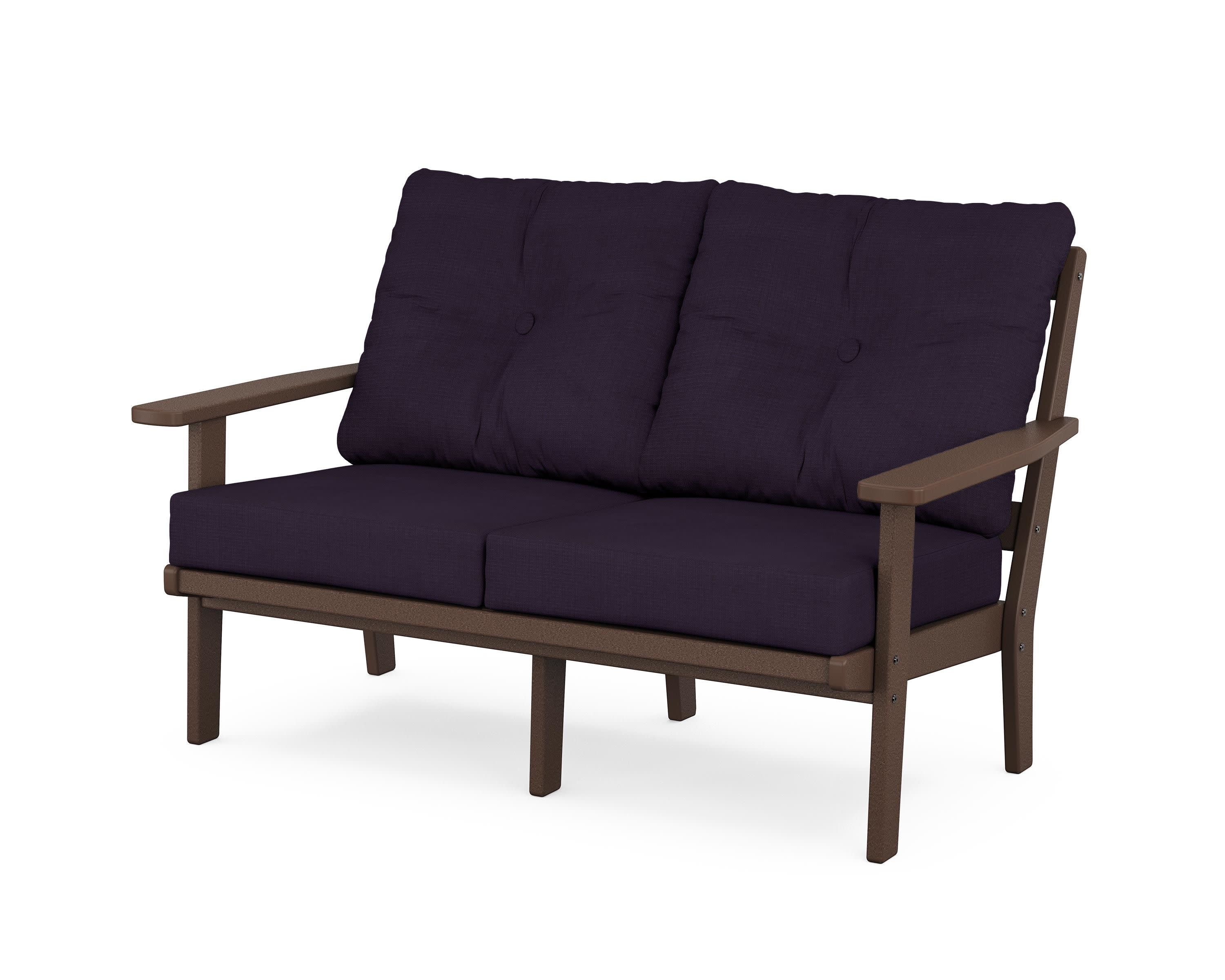 Prairie Deep SeatingLoveseat in Mahogany / Navy Linen