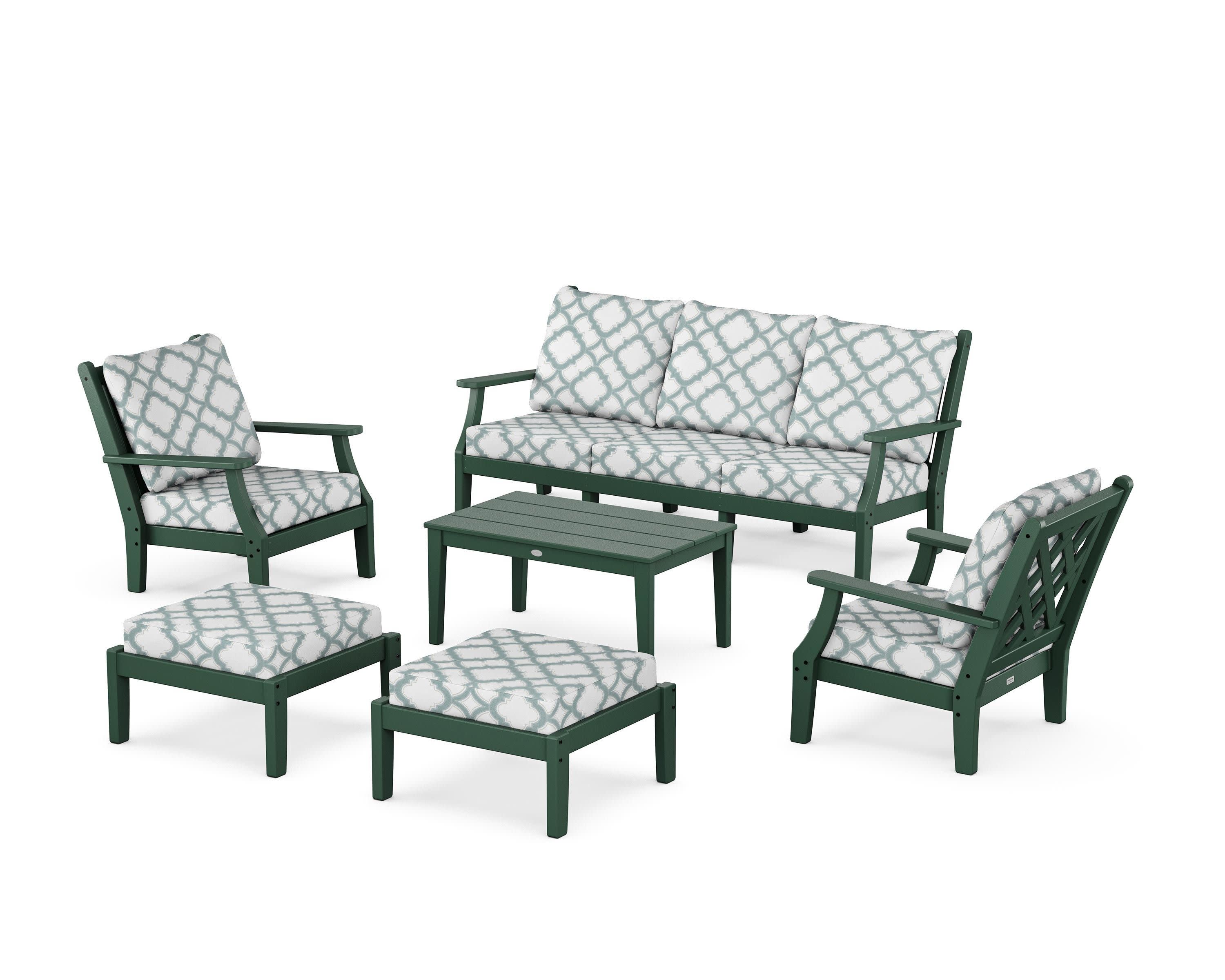 Wovendale 6-Piece Lounge Sofa Set in Green / Trellis Glacier Spa