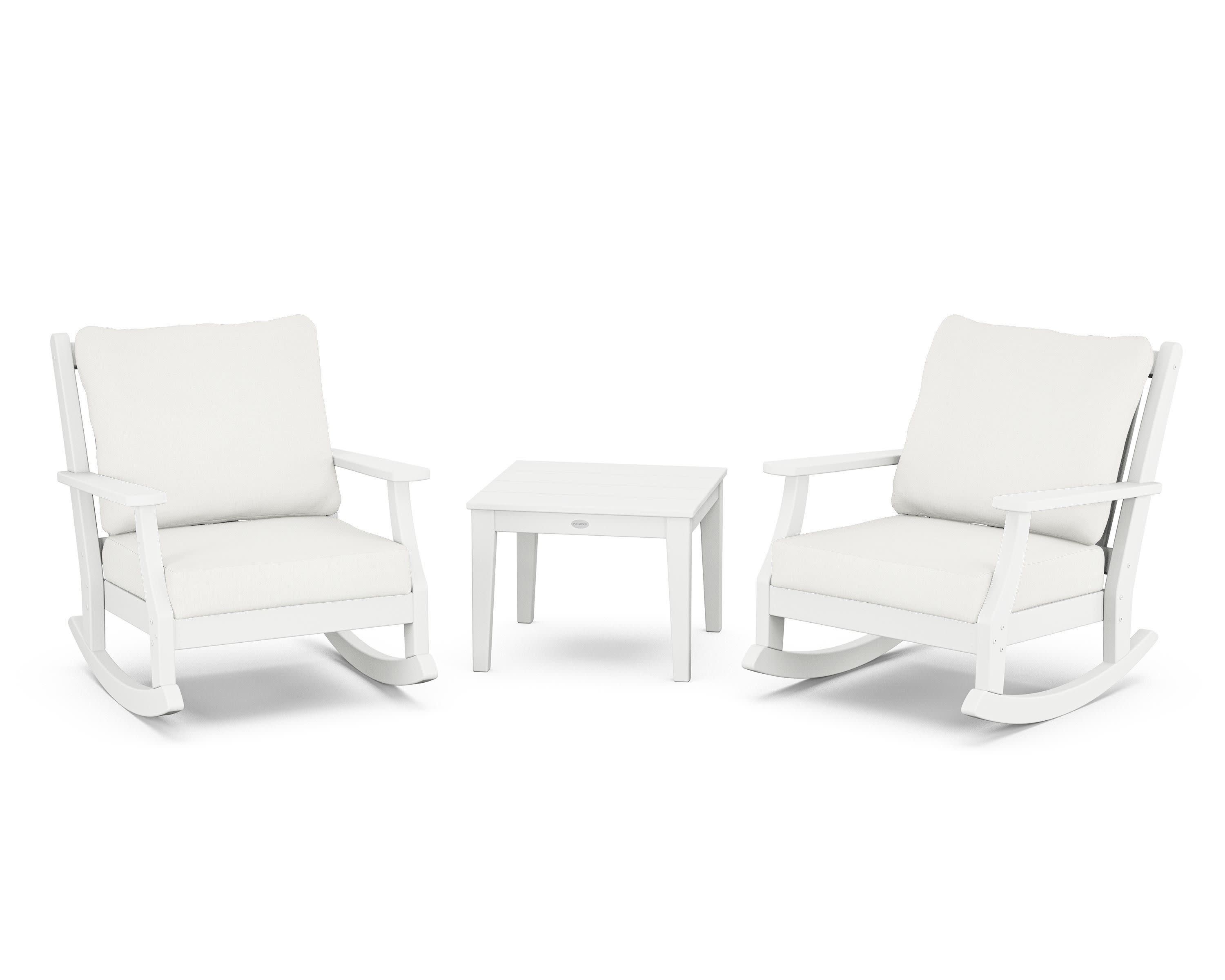 Wovendale 3-Piece Deep Seating Rocker Set in White / Natural Linen