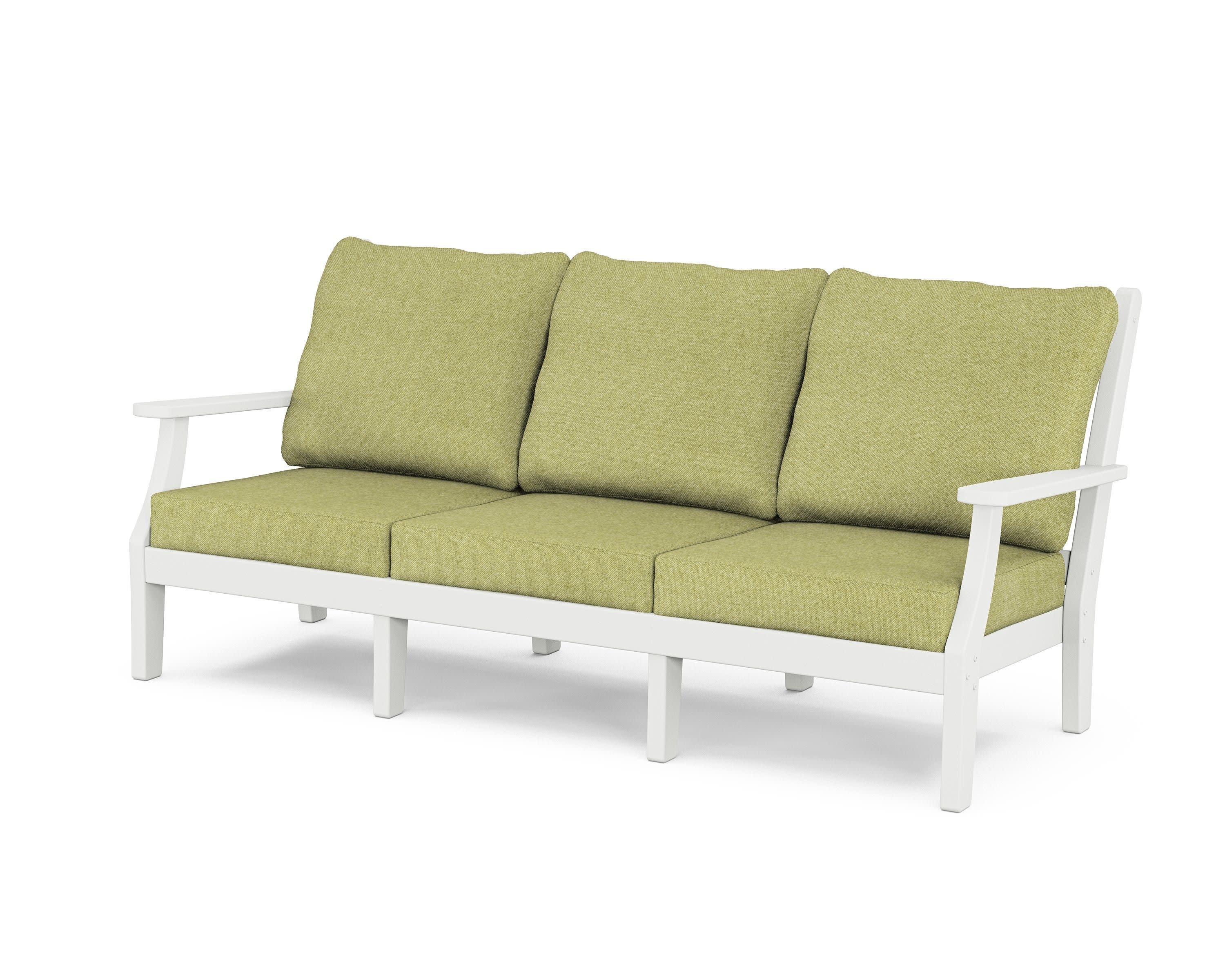 Wovendale Deep Seating Sofa in White / Chartreuse Boucle