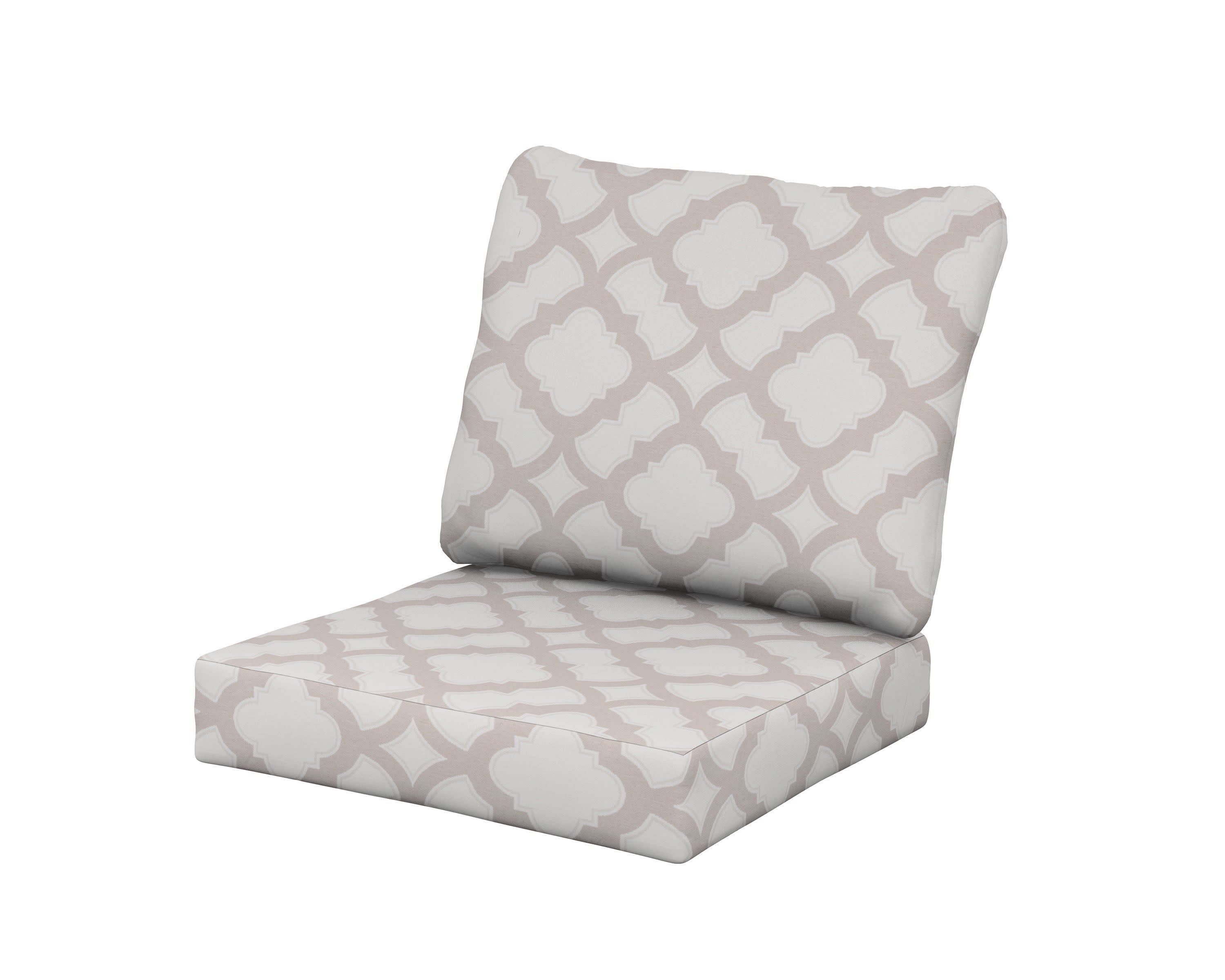 Classics Seat/Back Cushion Set in Trellis Dune Burlap