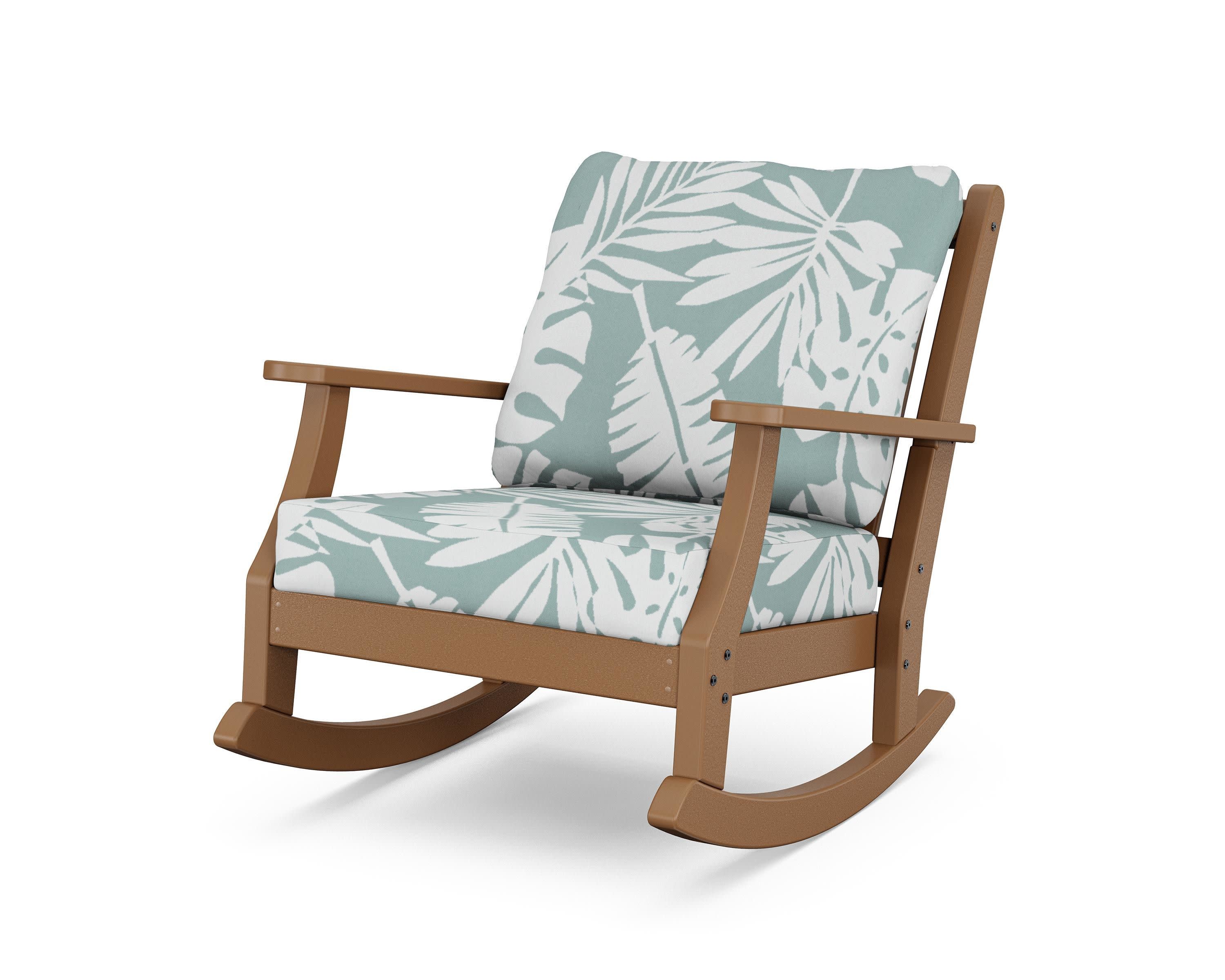 Wovendale Deep Seating Rocking Chair in Teak / Leaf Glacier Spa