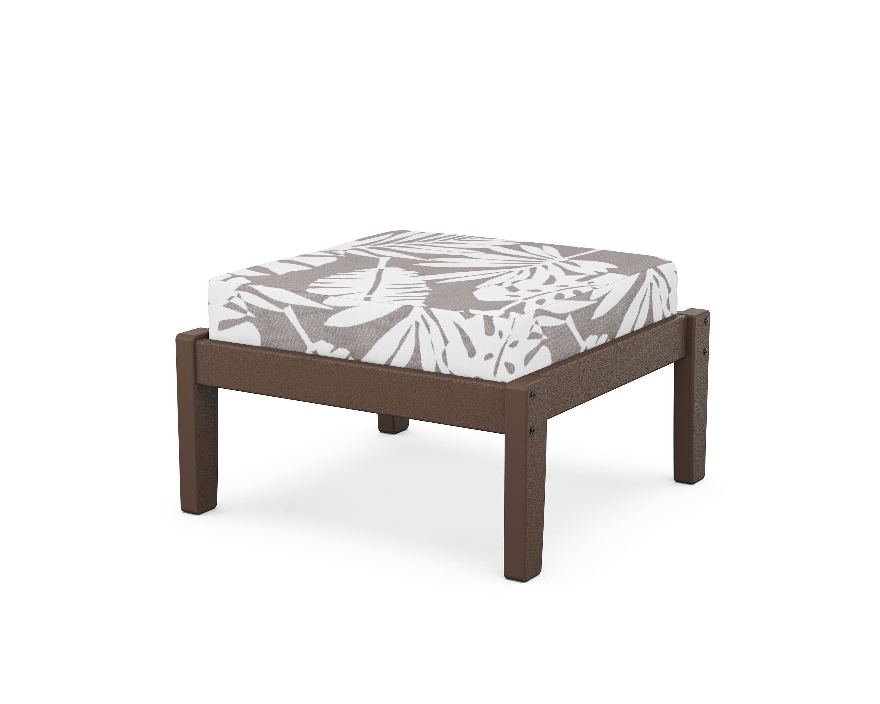 Deep Seating Ottoman in Mahogany / Leaf Grey Mist