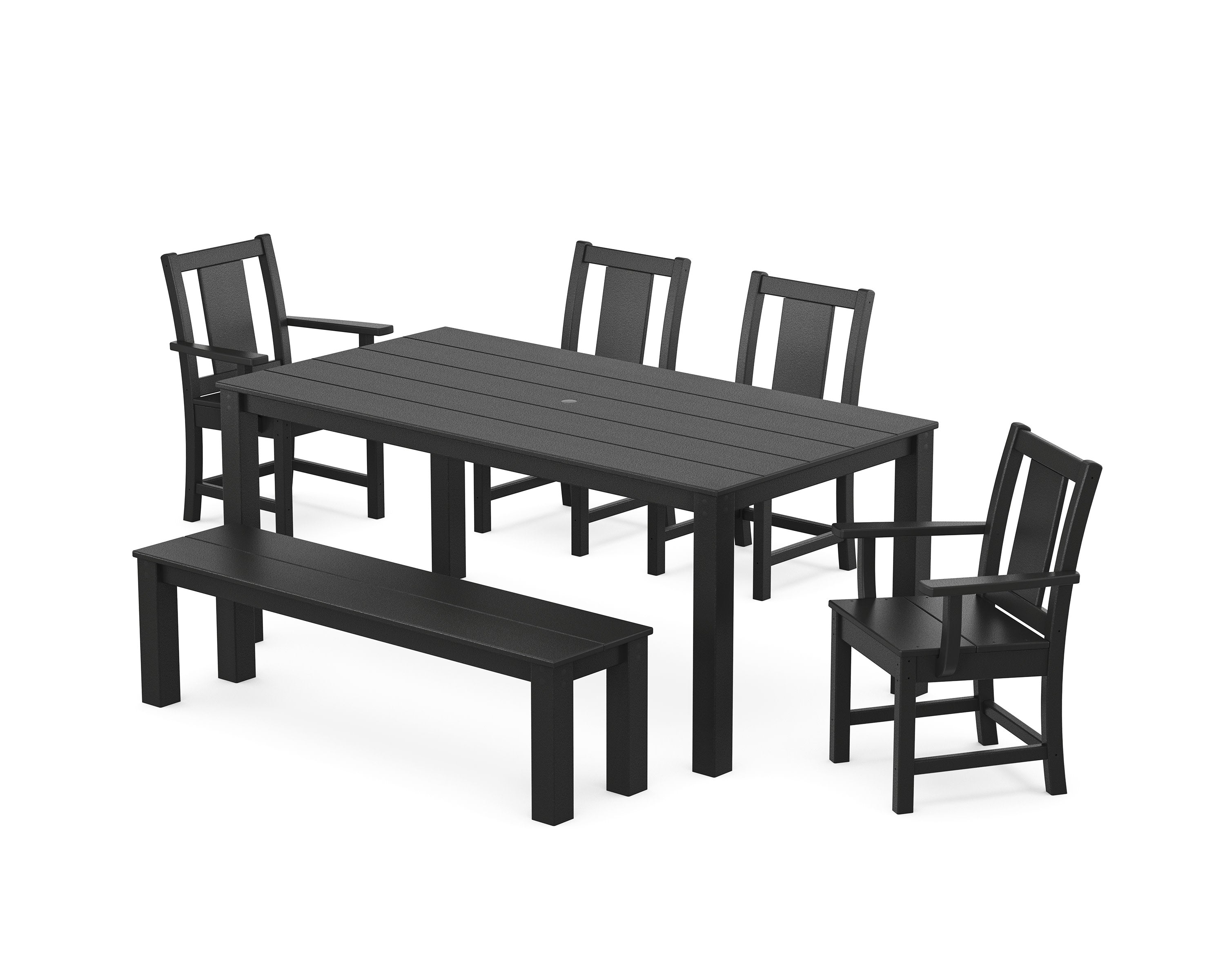 Prairie 6-Piece Parsons Dining Set with Bench in Black