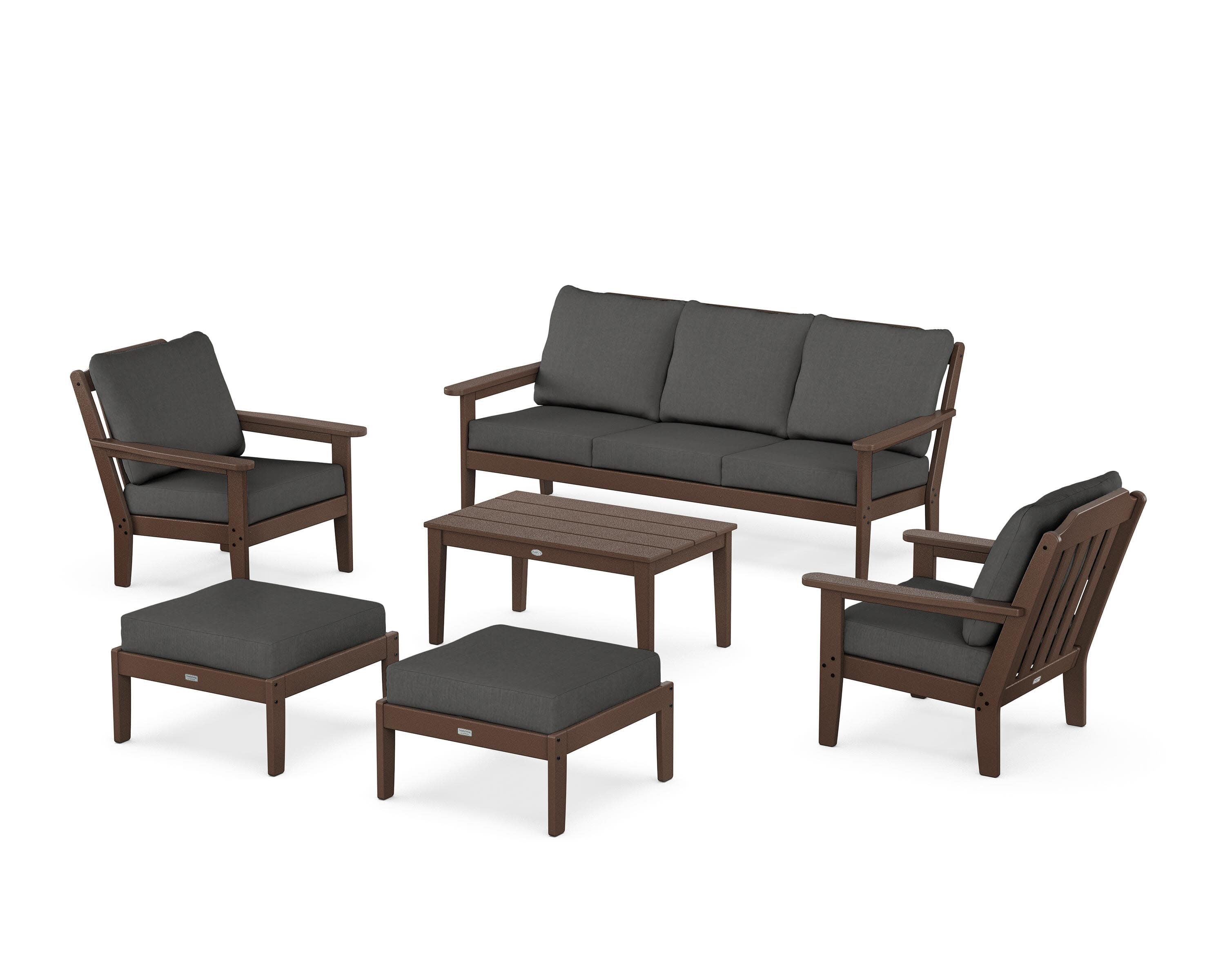 Cottage 6-Piece Lounge Sofa Set in Mahogany / Spectrum Carbon