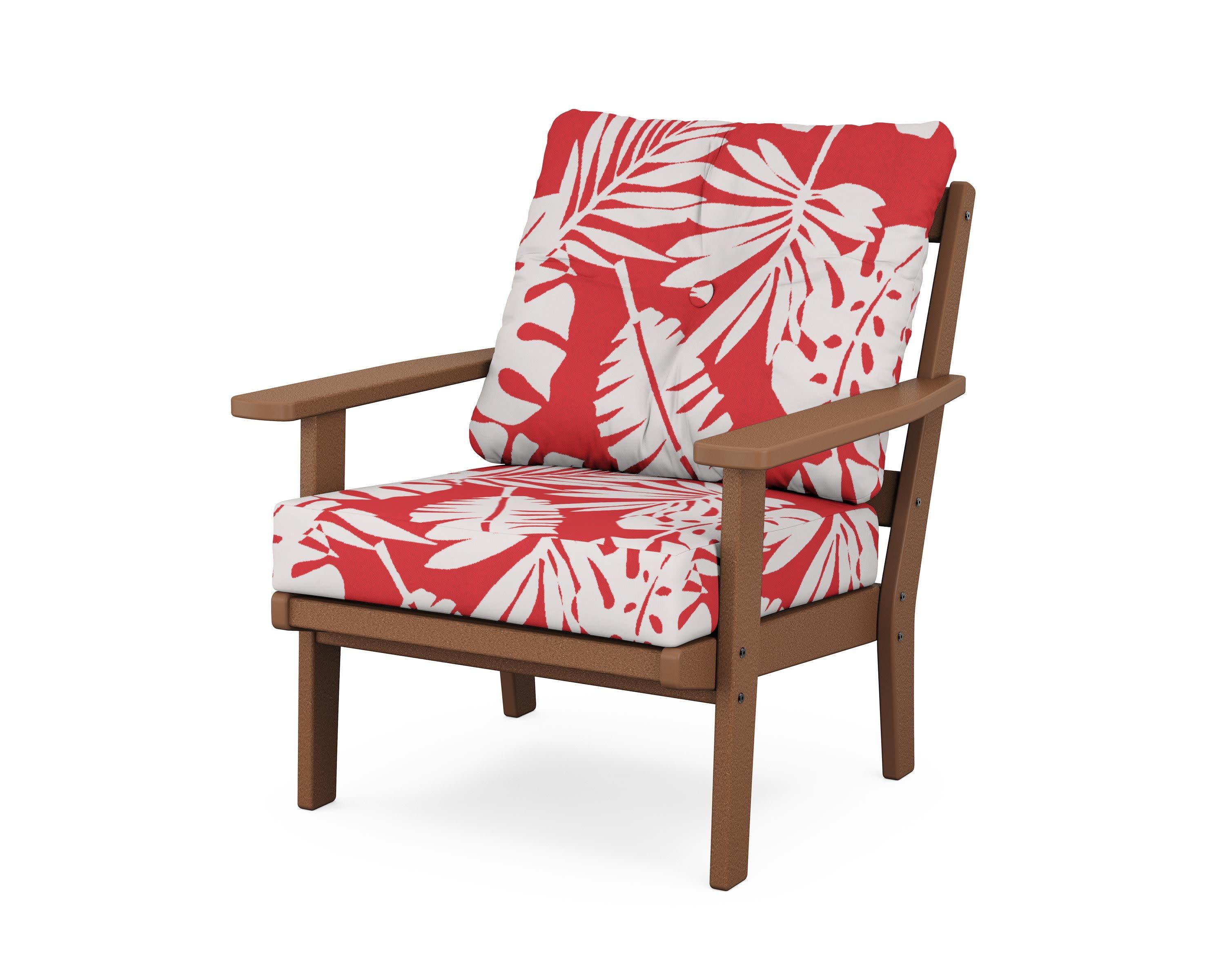 Prairie Deep Seating Chair in Teak / Leaf Crimson