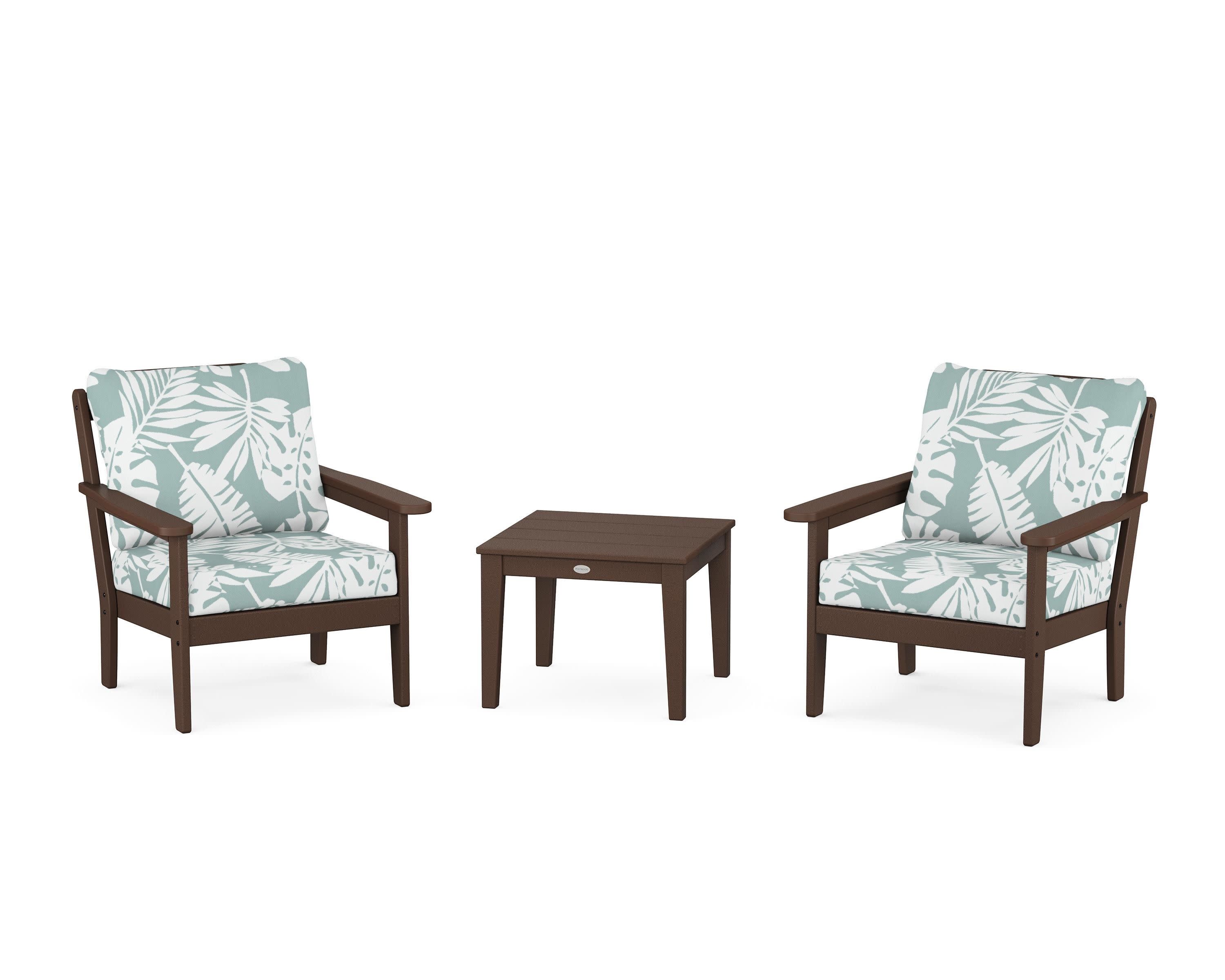Cottage 3-Piece Deep Seating Set in Mahogany / Leaf Glacier Spa