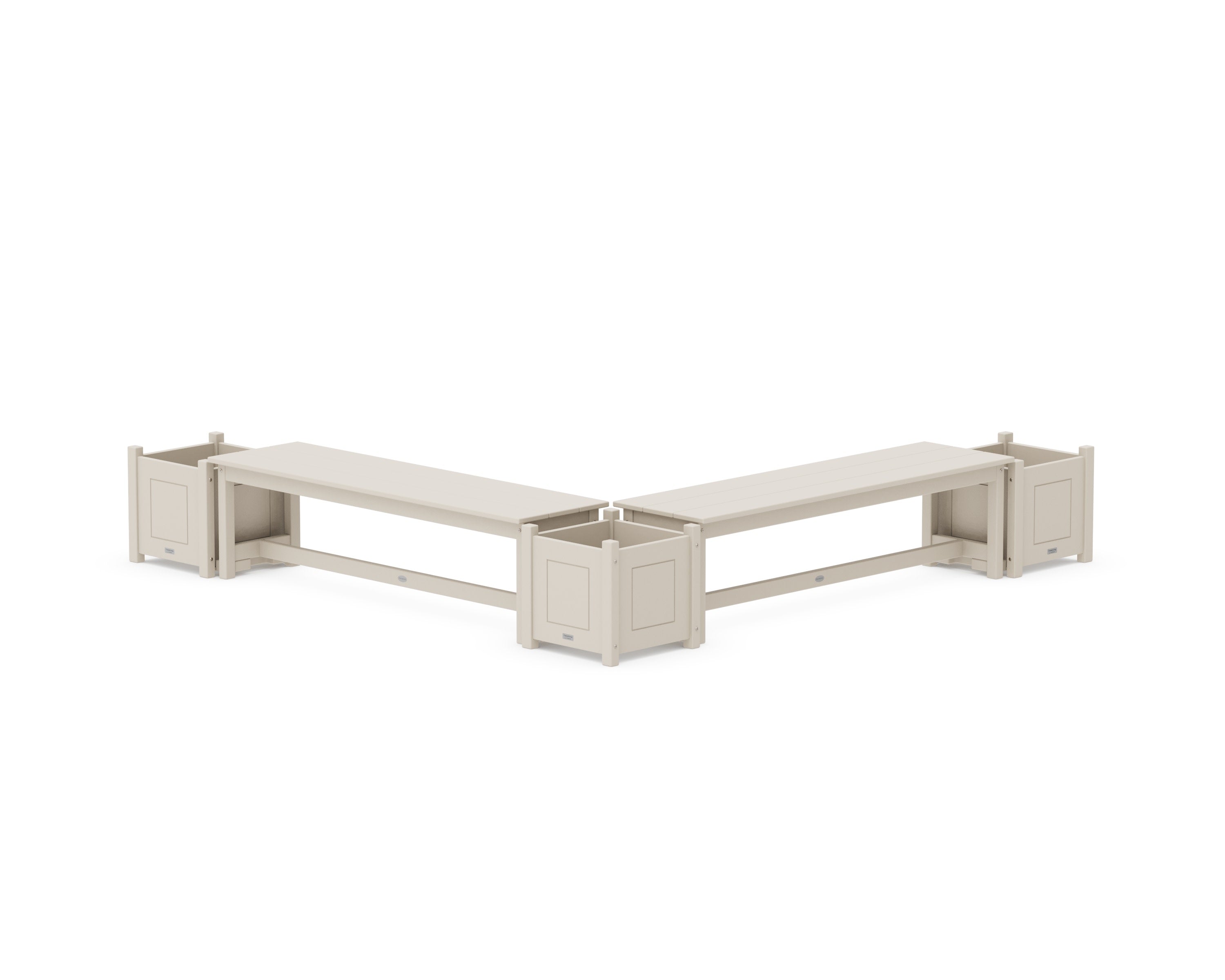 60" Country Living L- Shaped Planter Bench Corner Set in Sand