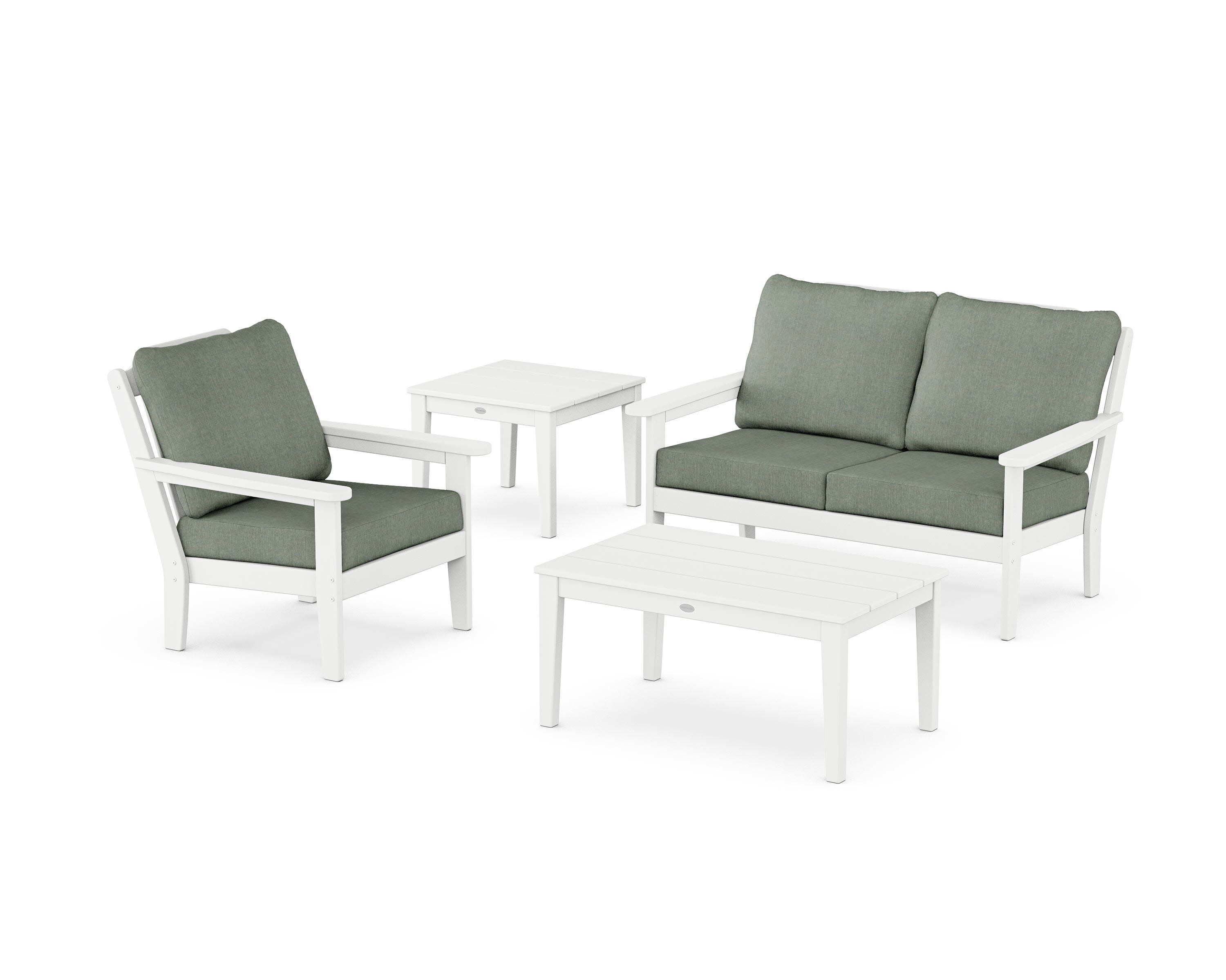 Wovendale 4-Piece Deep Seating Set in White / Cast Sage