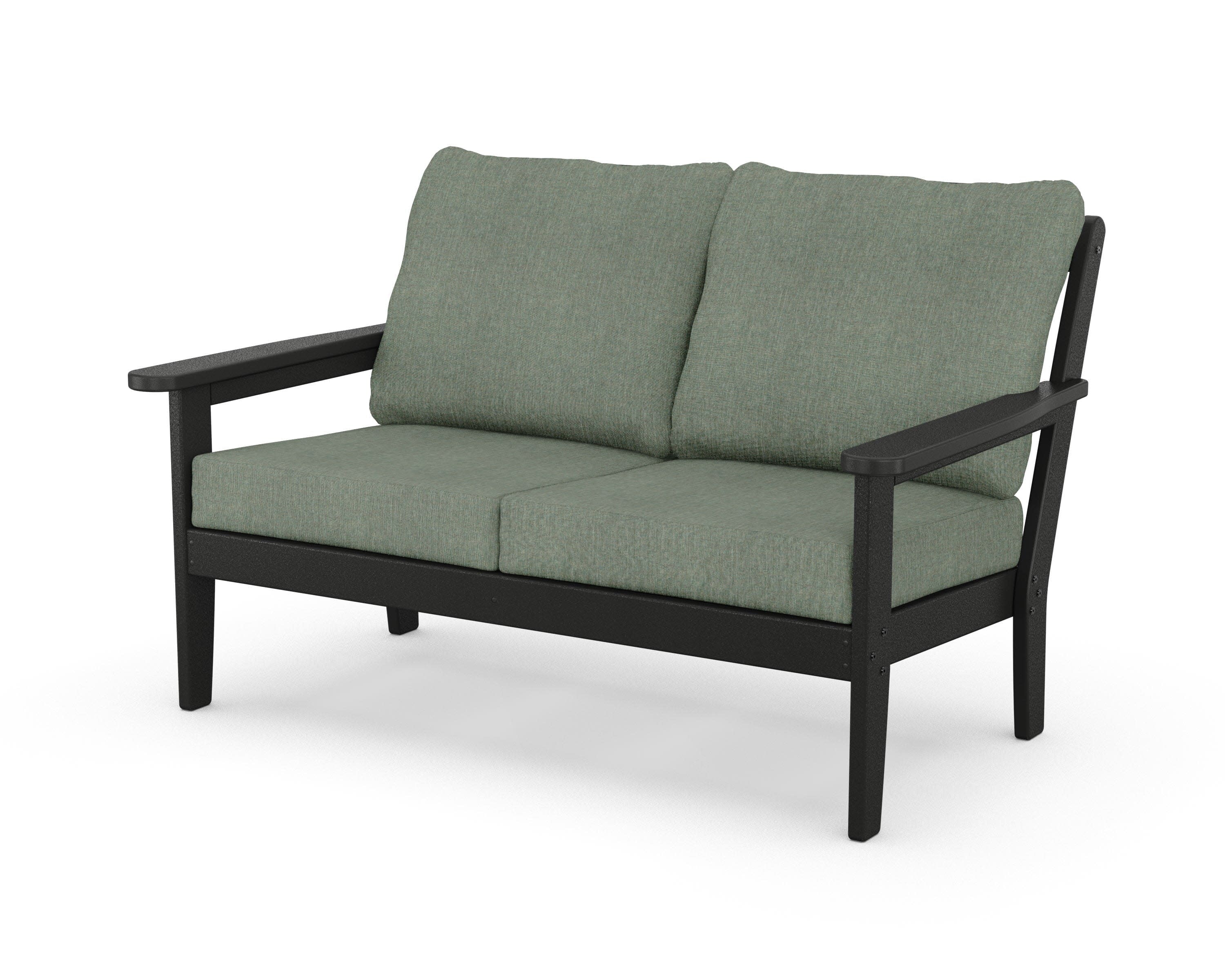 Cottage Deep Seating Loveseat in Black / Cast Sage