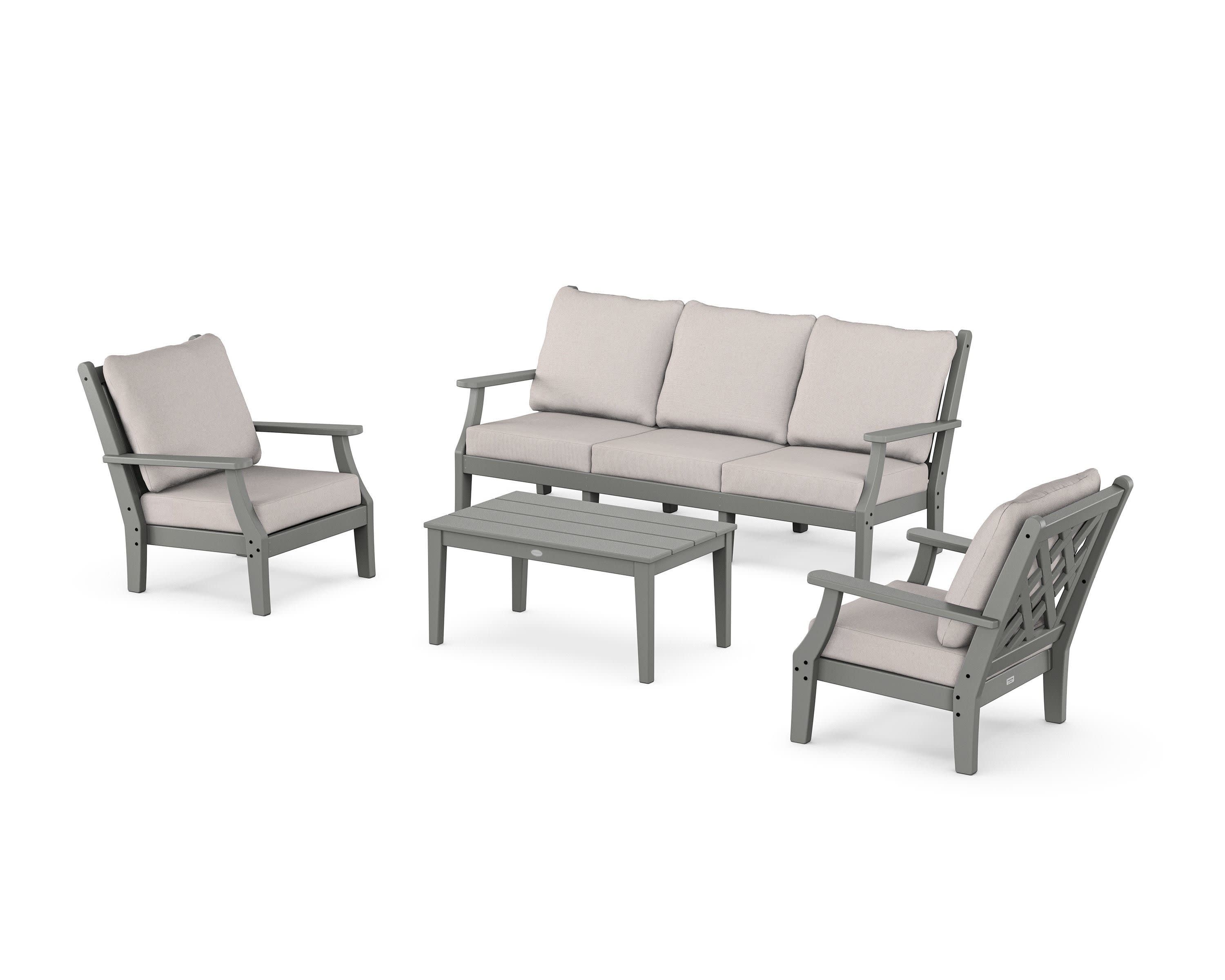 Wovendale 4-Piece Deep Seating Set with Sofa in Slate Grey / Dune Burlap