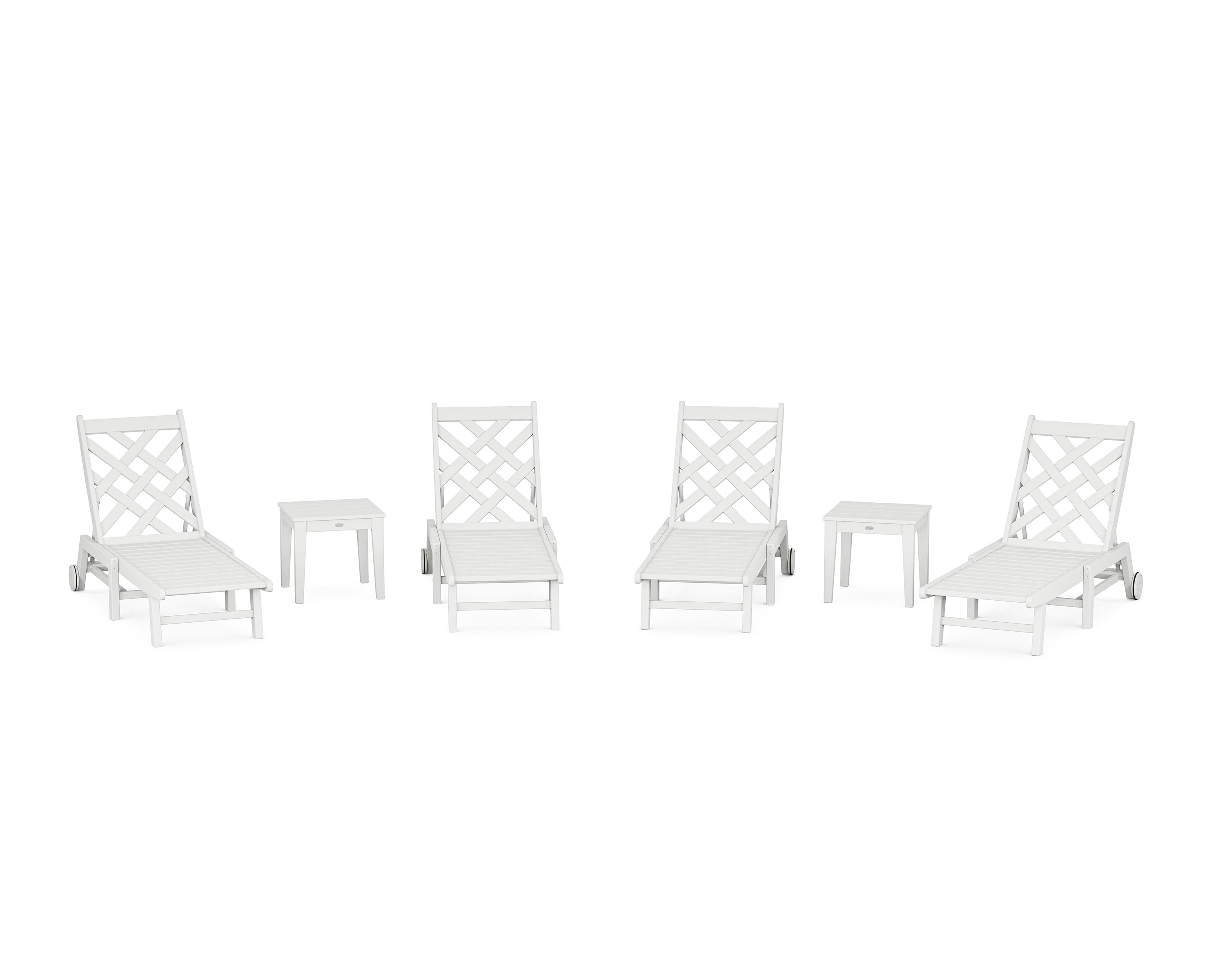 Wovendale 6-Piece Chaise Set with Wheels in White