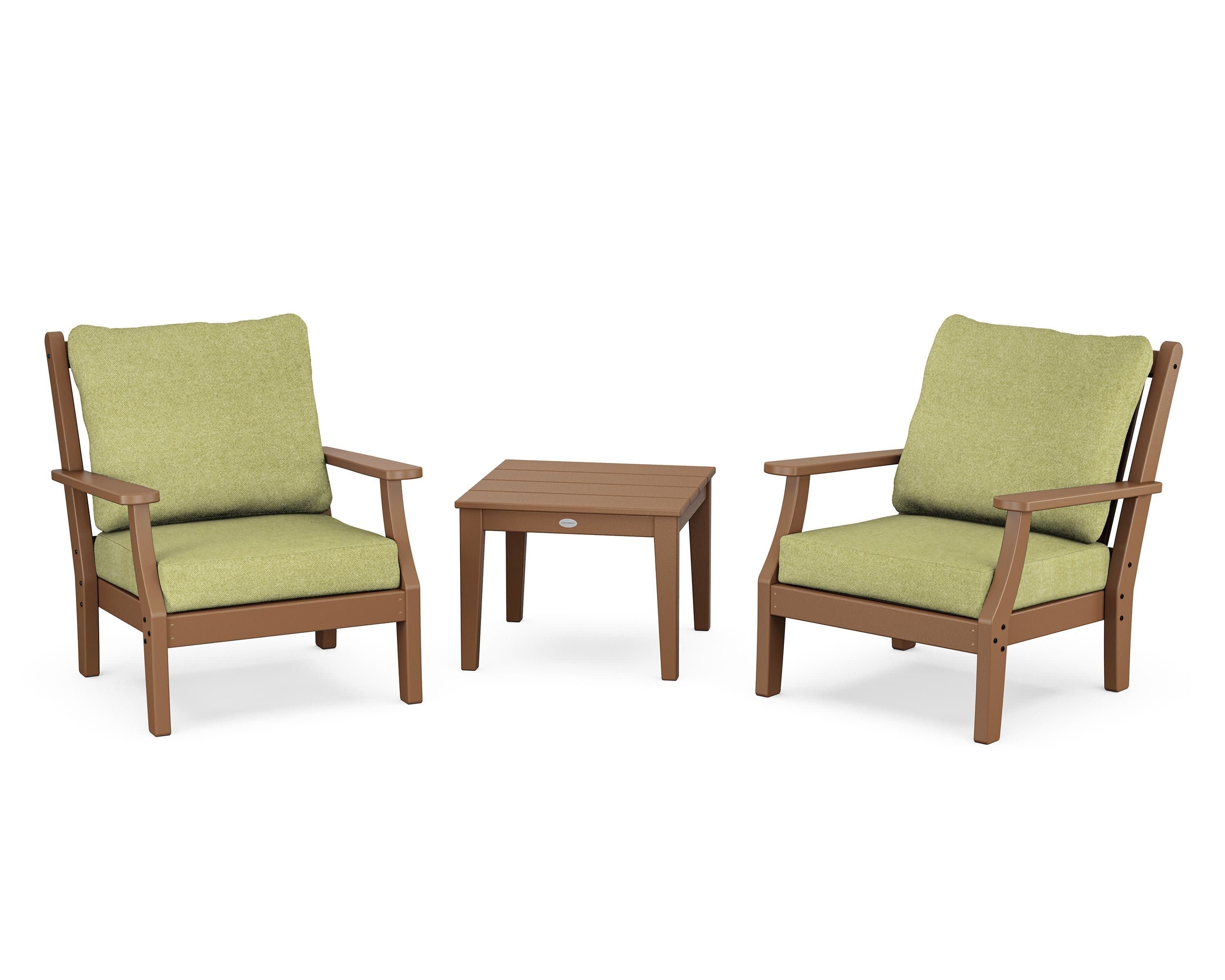 Wovendale 3-Piece Deep Seating Set in Teak / Chartreuse Boucle