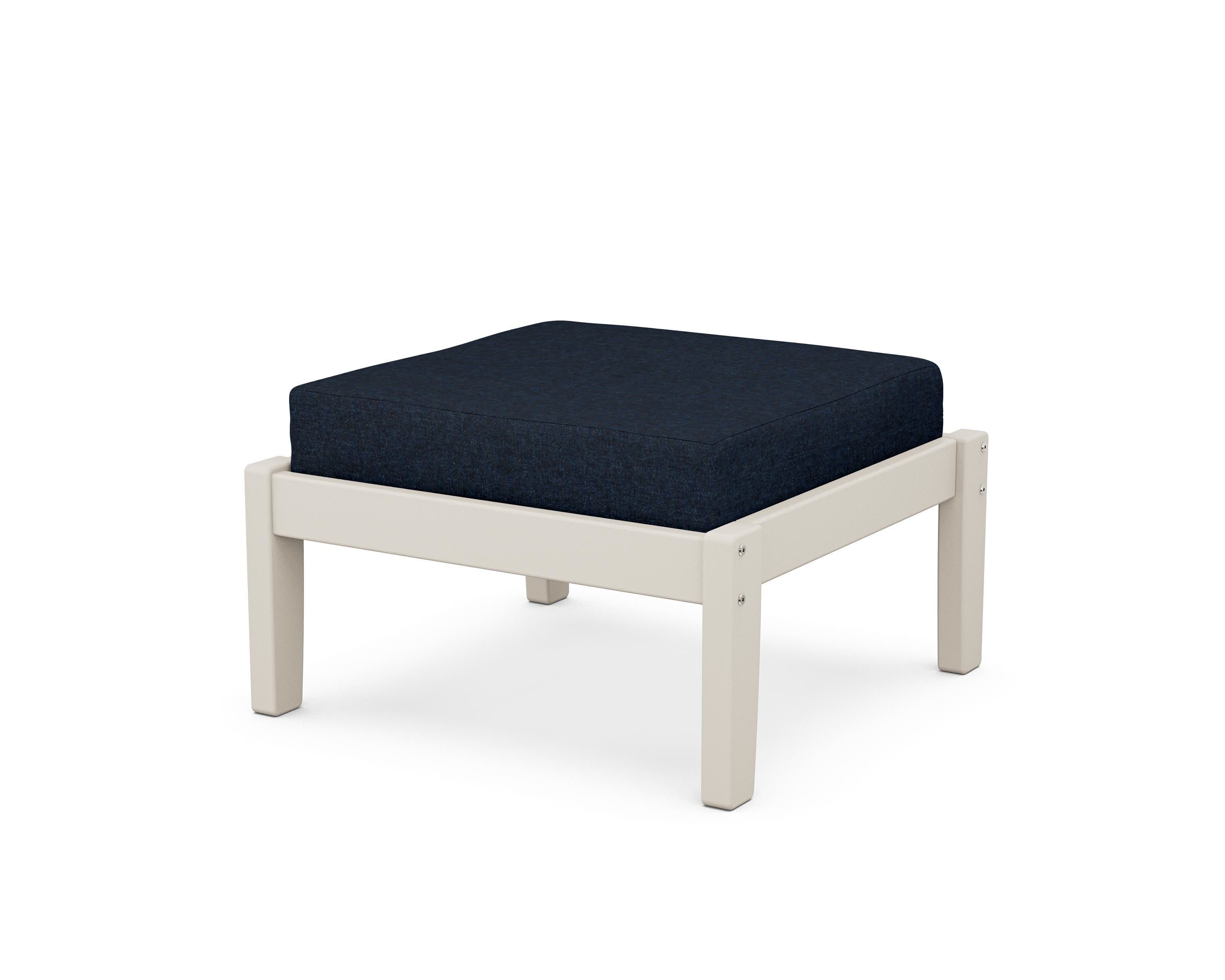 Deep Seating Ottoman in Sand / Marine Indigo
