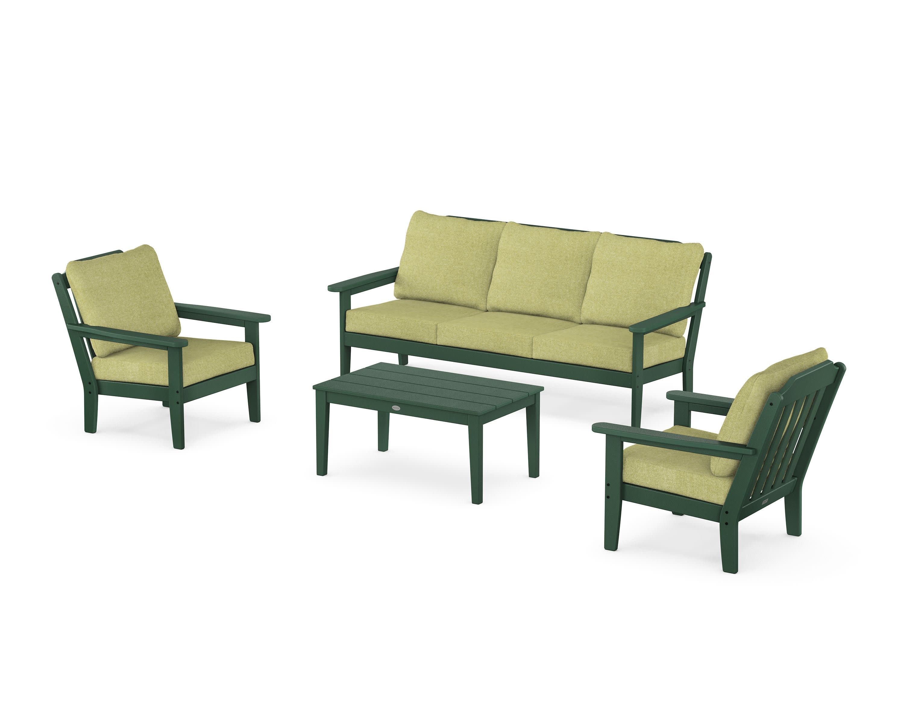 Cottage 4-Piece Deep Seating Set with Sofa in Green / Chartreuse Boucle