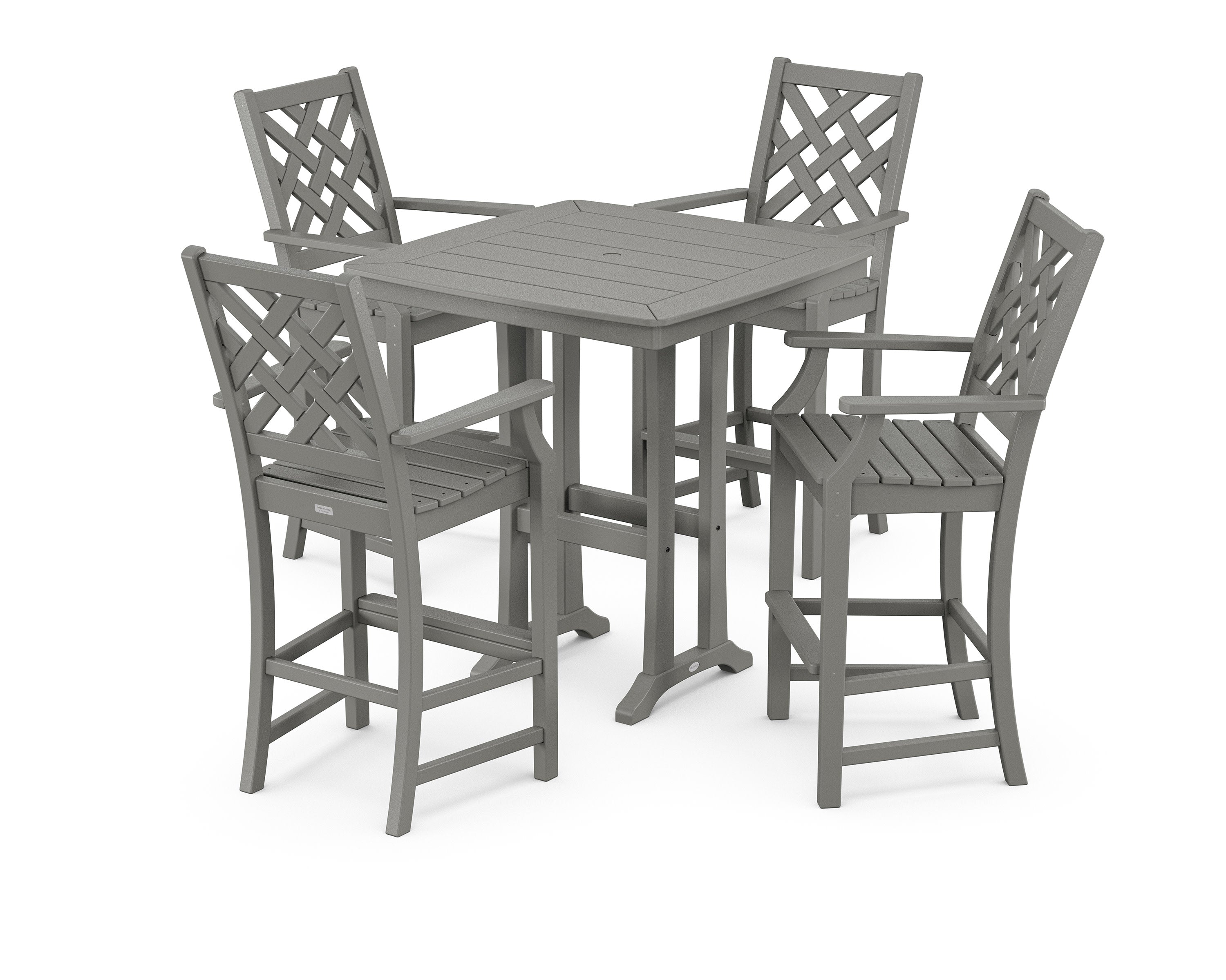 Wovendale 5-Piece Bar Set with Trestle Legs in Slate Grey
