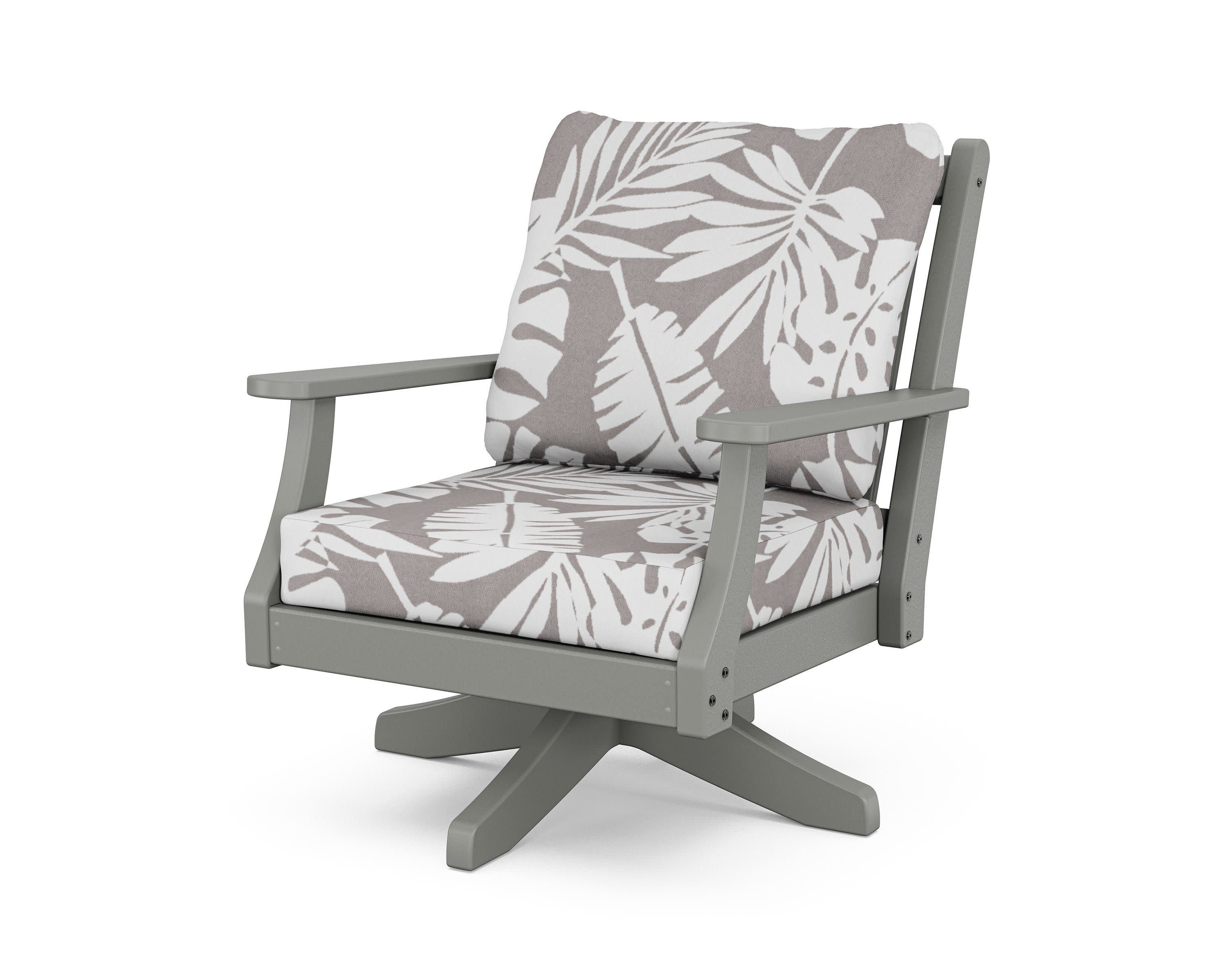 Wovendale Deep Seating Swivel Chair in Slate Grey / Leaf Grey Mist
